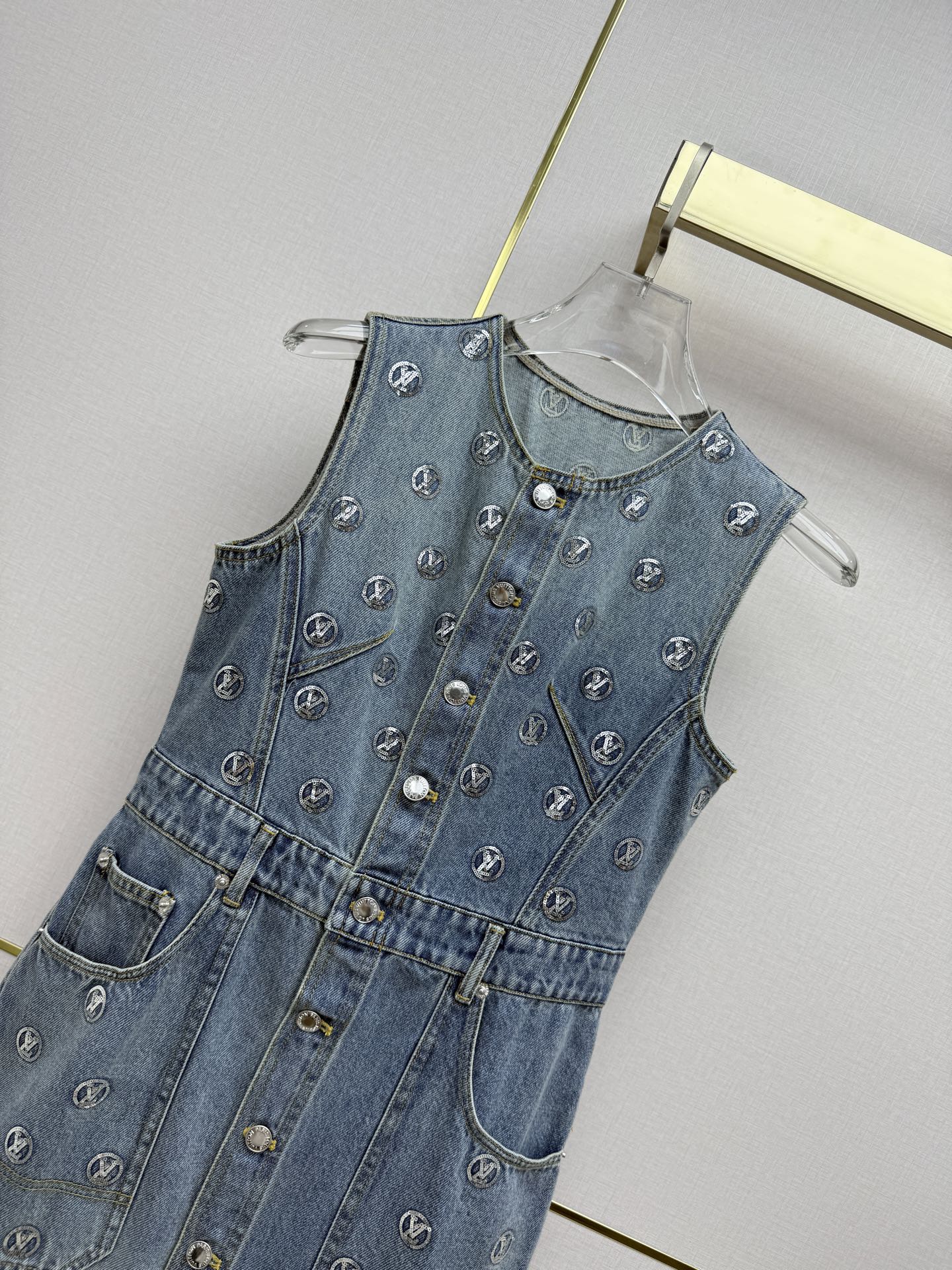LV Embossed Monogram Belted Mini Dress