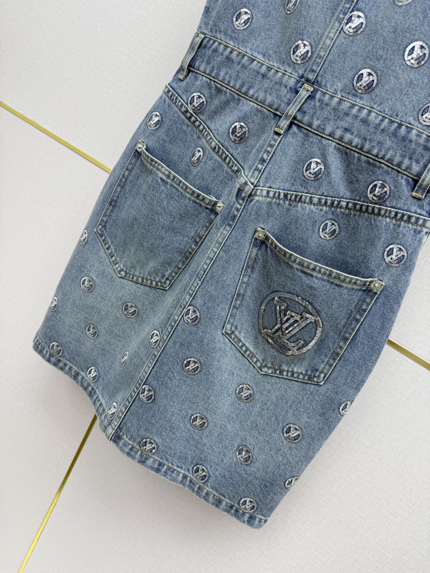 LV Embossed Monogram Belted Mini Dress