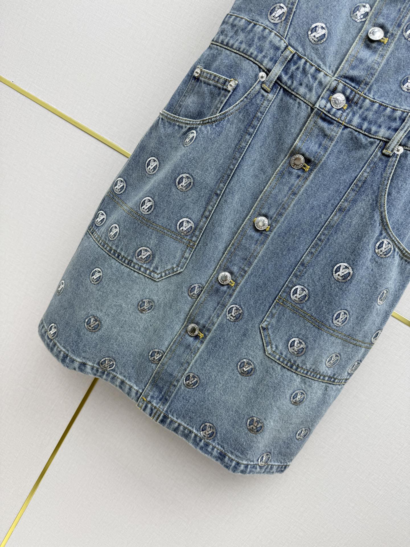 LV Embossed Monogram Belted Mini Dress