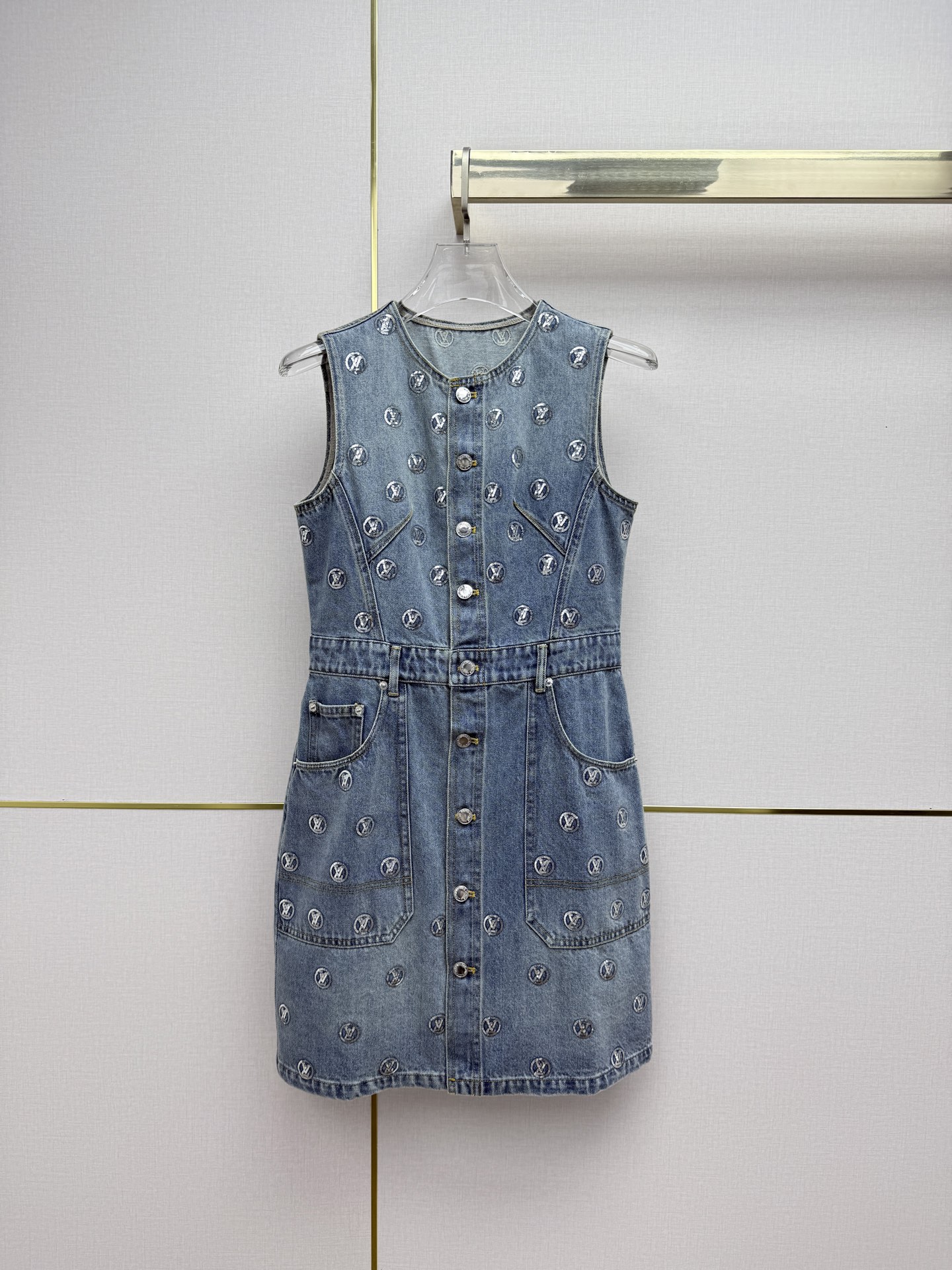 LV Embossed Monogram Belted Mini Dress