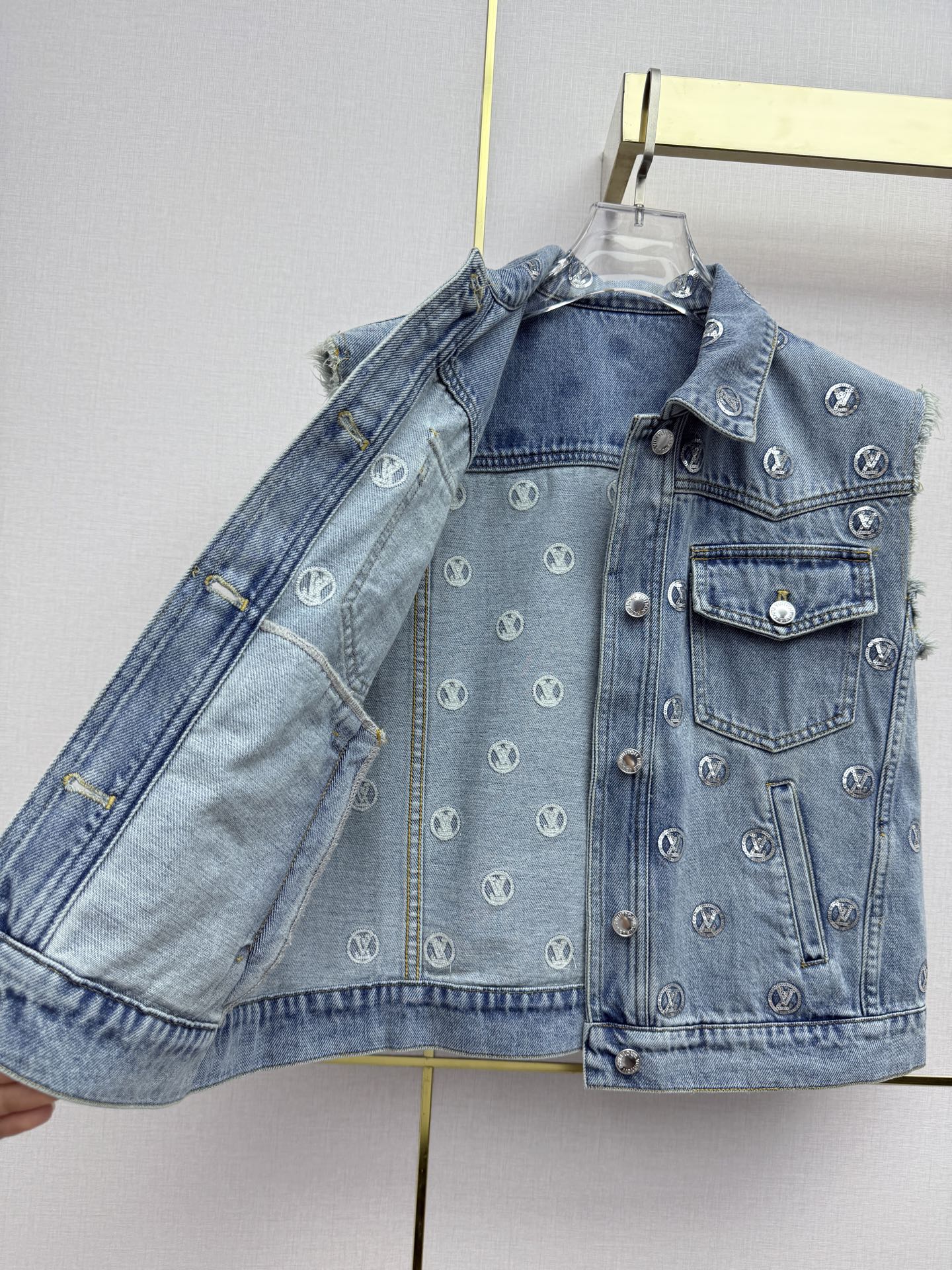 Louis Vuitton Embroidered Monogram Denim Vest