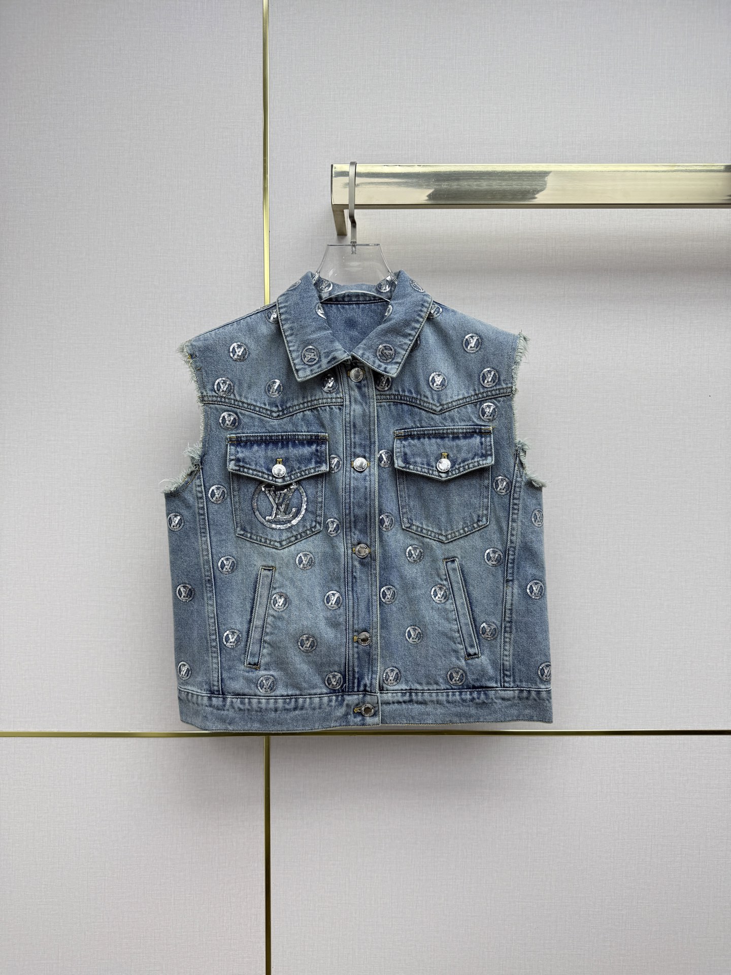 Louis Vuitton Embroidered Monogram Denim Vest