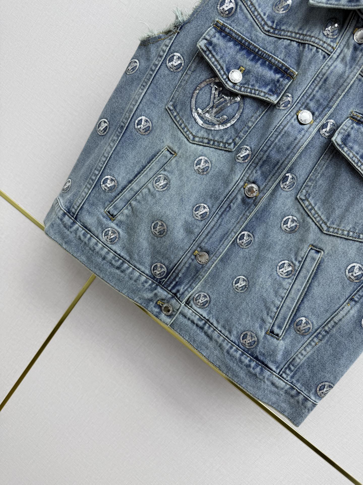 Louis Vuitton Embroidered Monogram Denim Vest