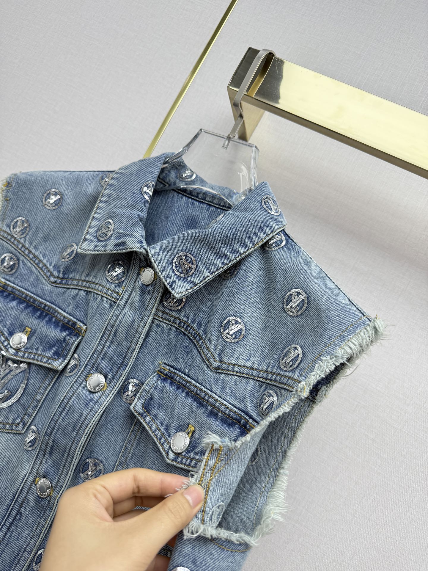 Louis Vuitton Embroidered Monogram Denim Vest