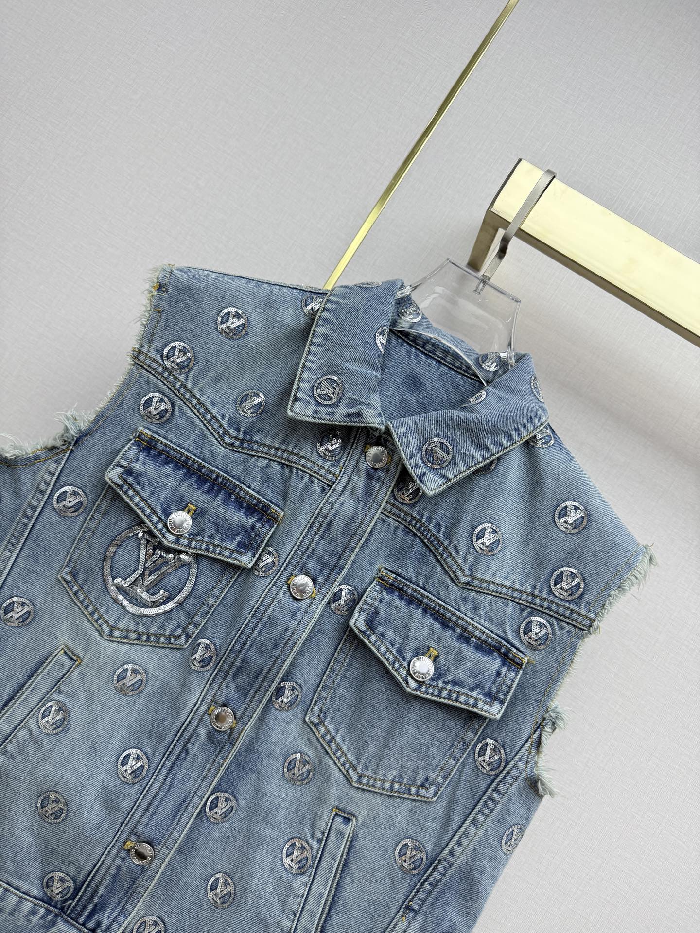 Louis Vuitton Embroidered Monogram Denim Vest