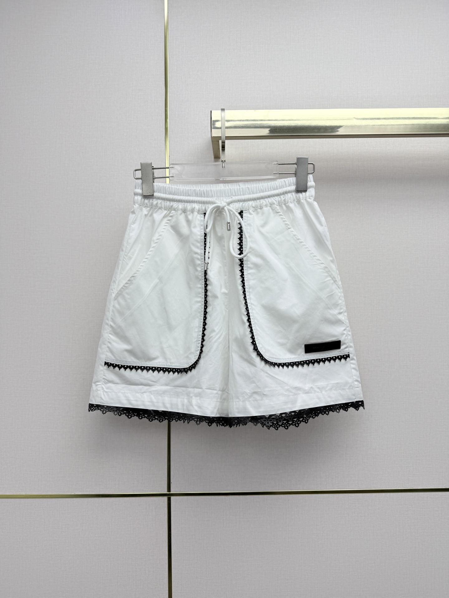 LV Black Lace Trim Sleeveless Top Drawstring Short