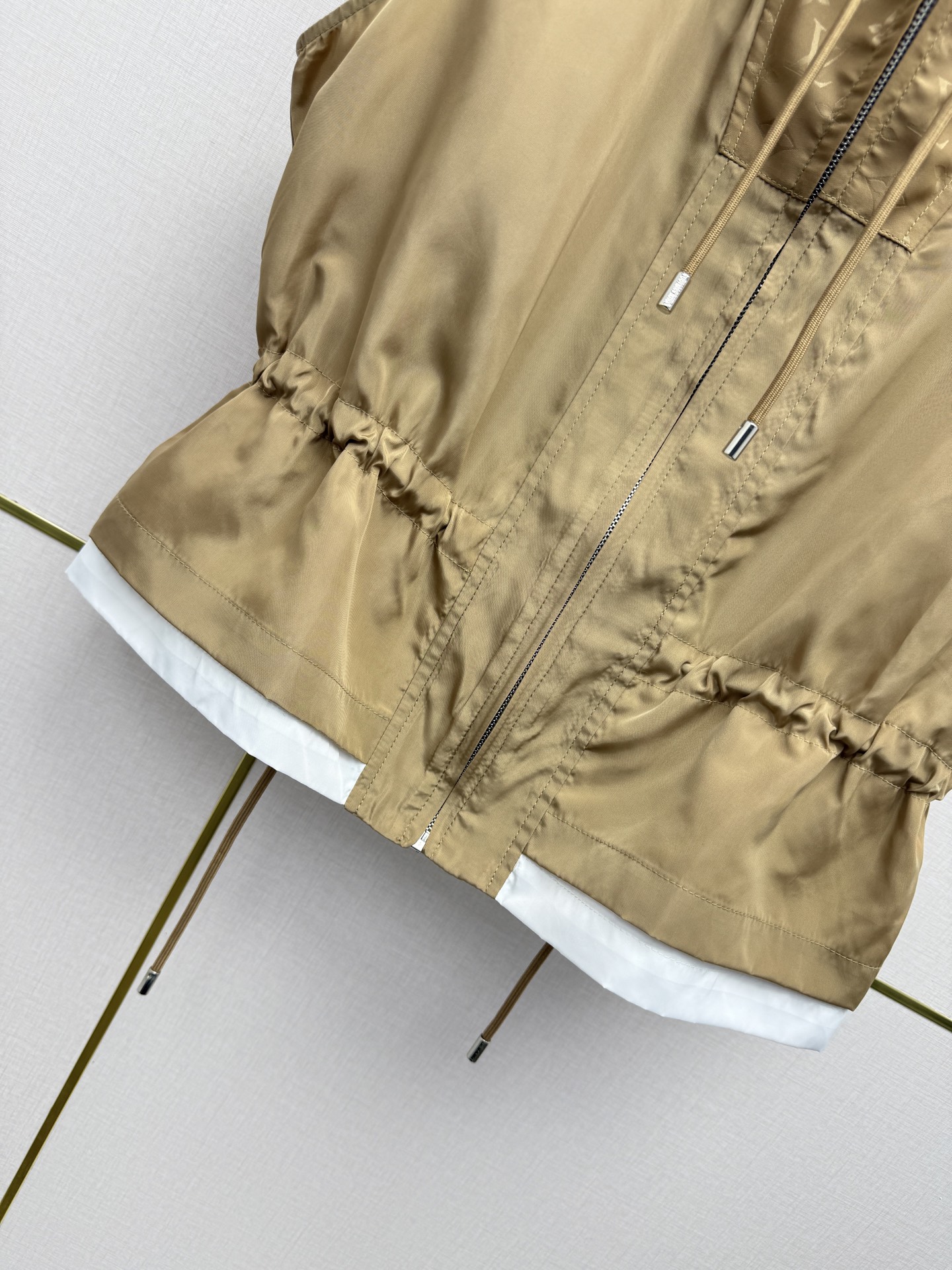 LV Hooded Gilet Waist-Cinching Sleeveless Jacket