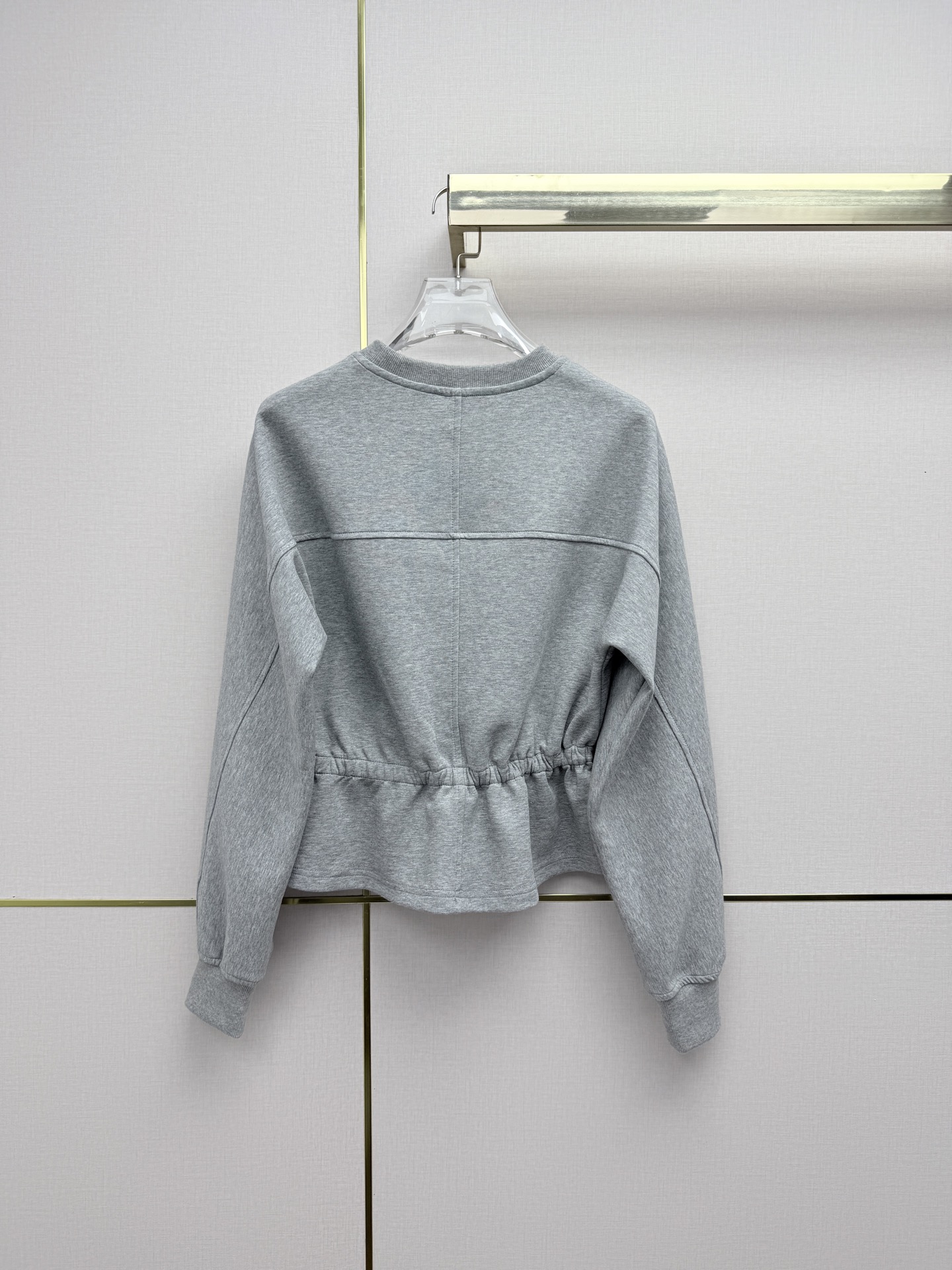 LV Drawstring Waist Cropped Crew Neck Sweatshir