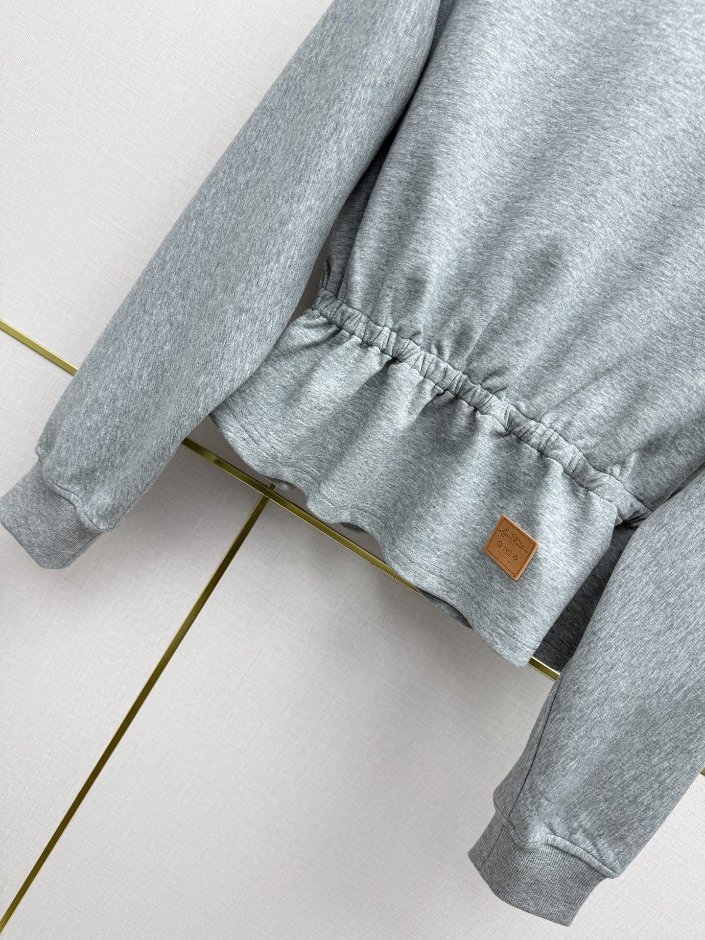 LV Drawstring Waist Cropped Crew Neck Sweatshir