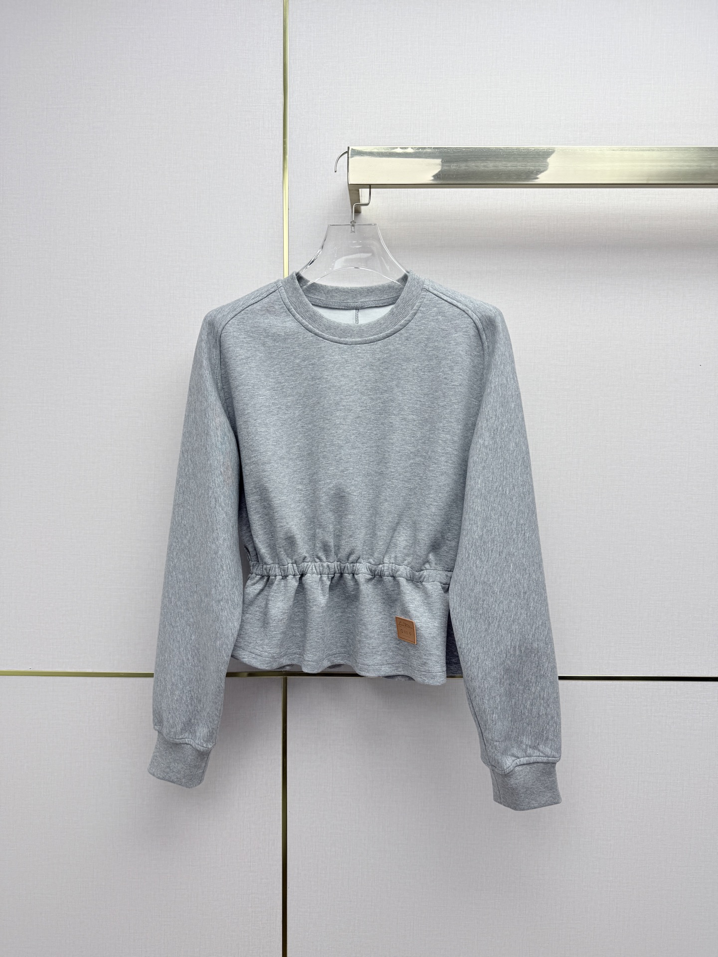 LV Drawstring Waist Cropped Crew Neck Sweatshir