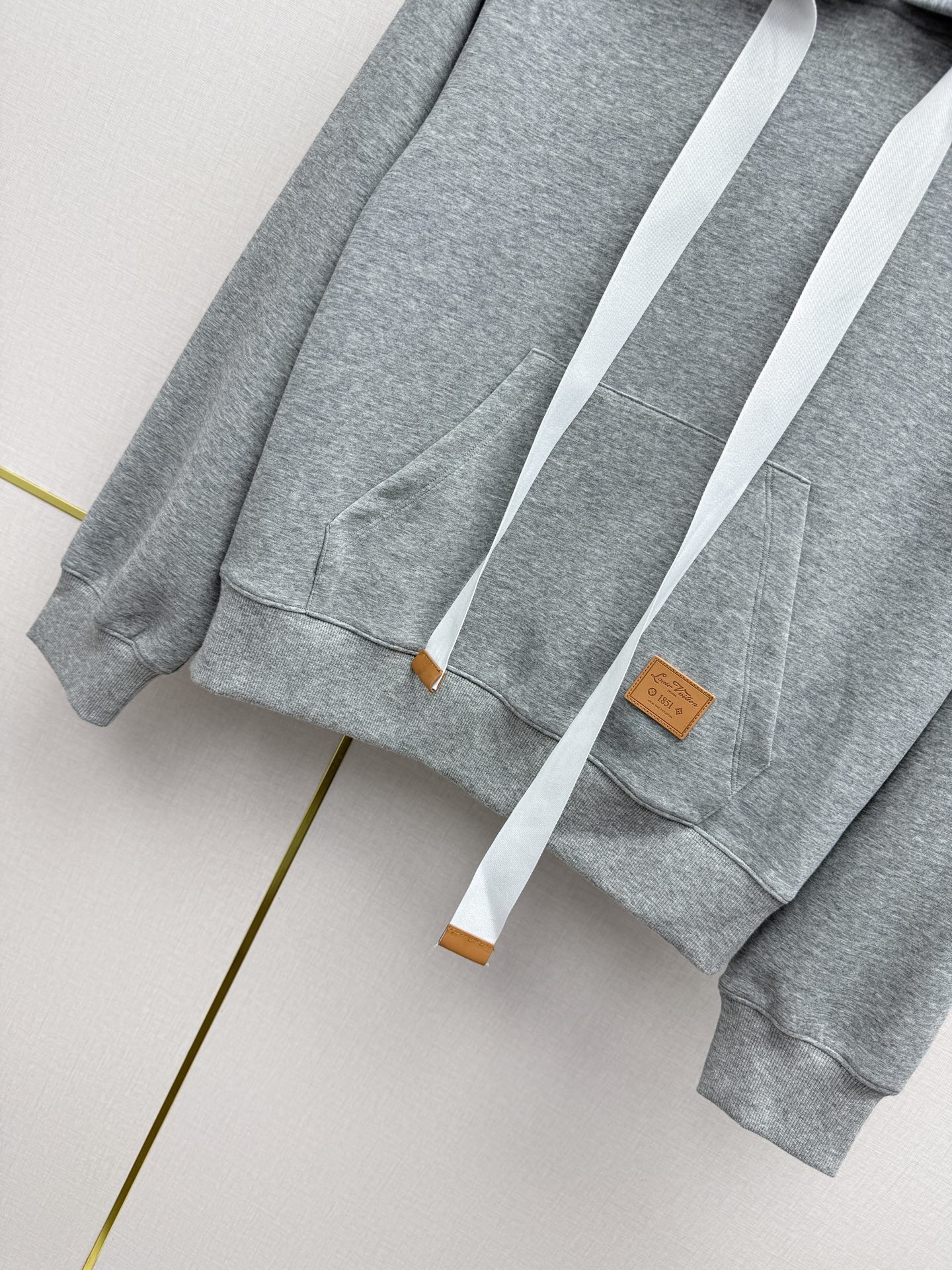 LV Cropped Hoodie With Leather Tag Detail