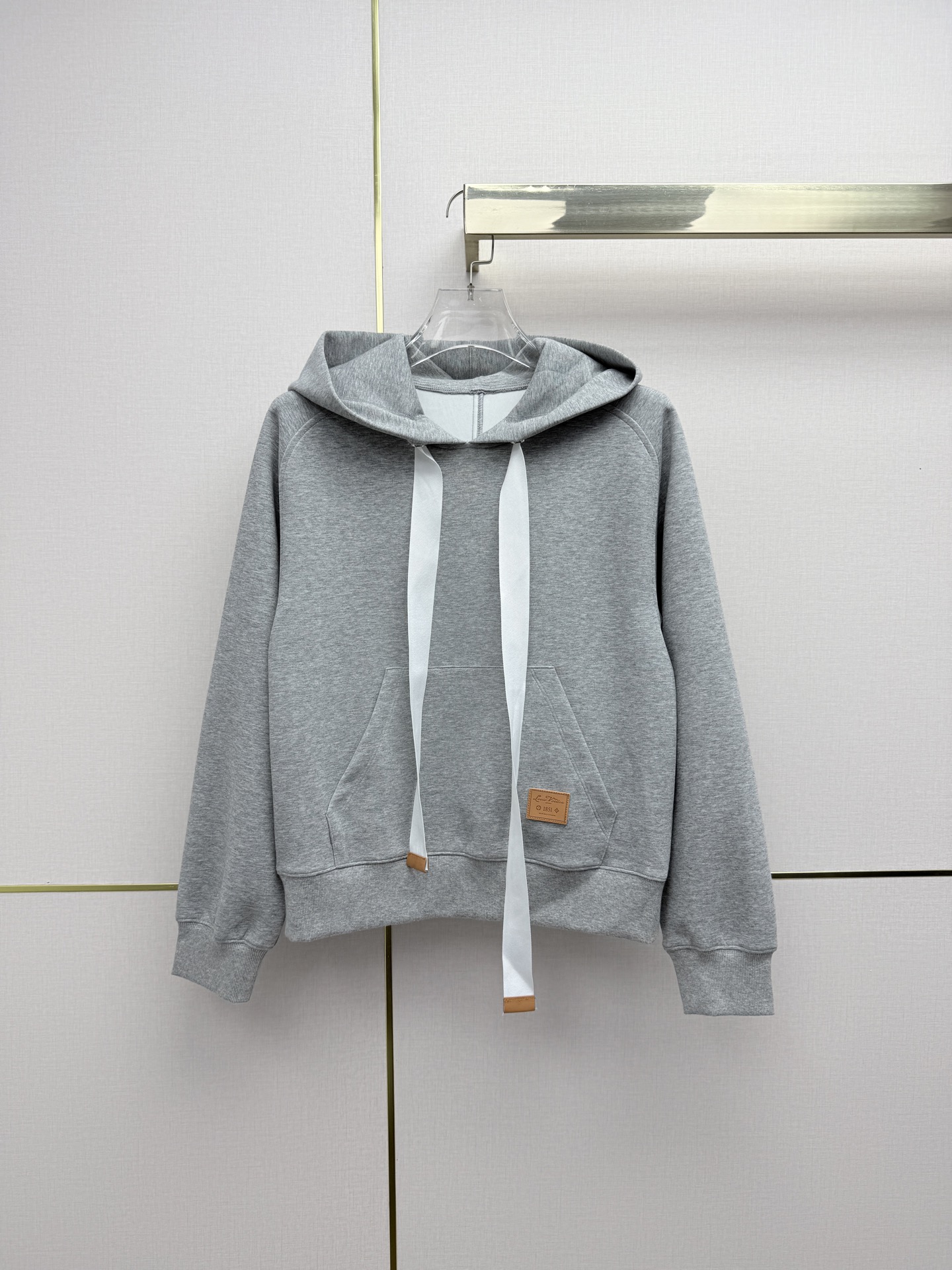 LV Cropped Hoodie With Leather Tag Detail