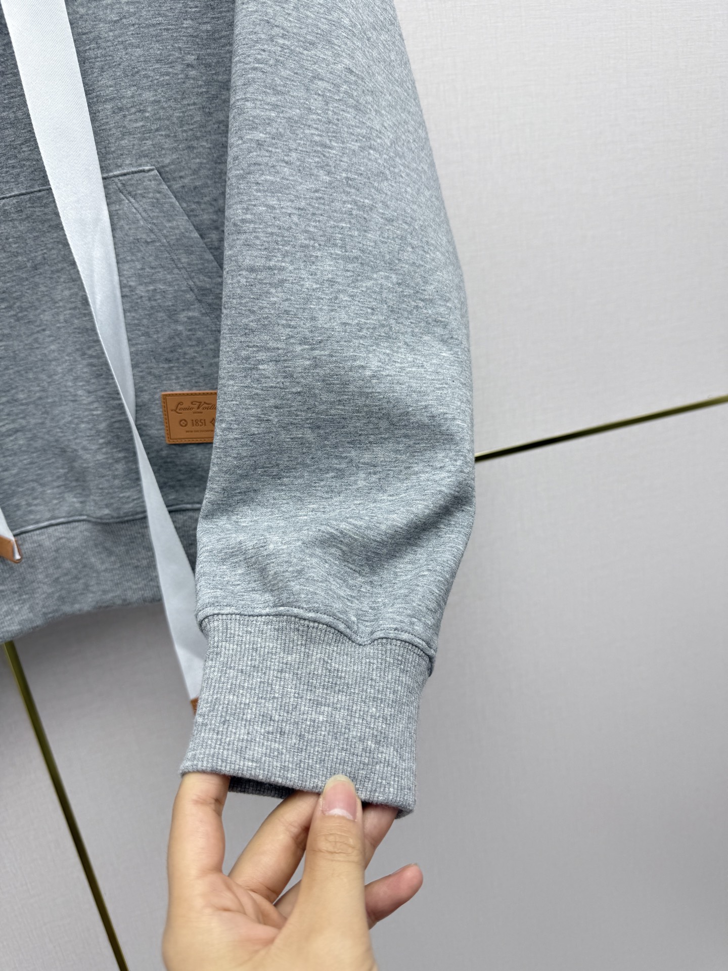 LV Cropped Hoodie With Leather Tag Detail