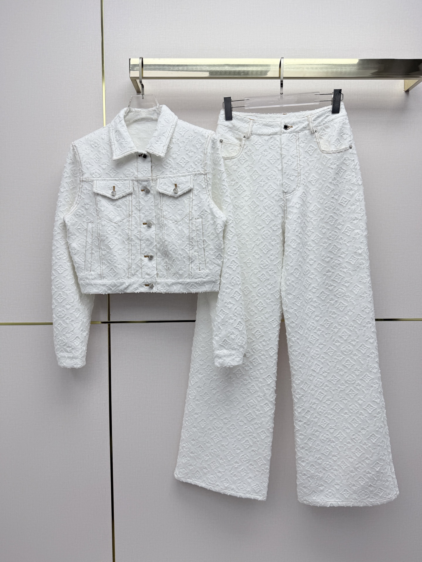 louis vuitton monogram jacquard wide leg jeans