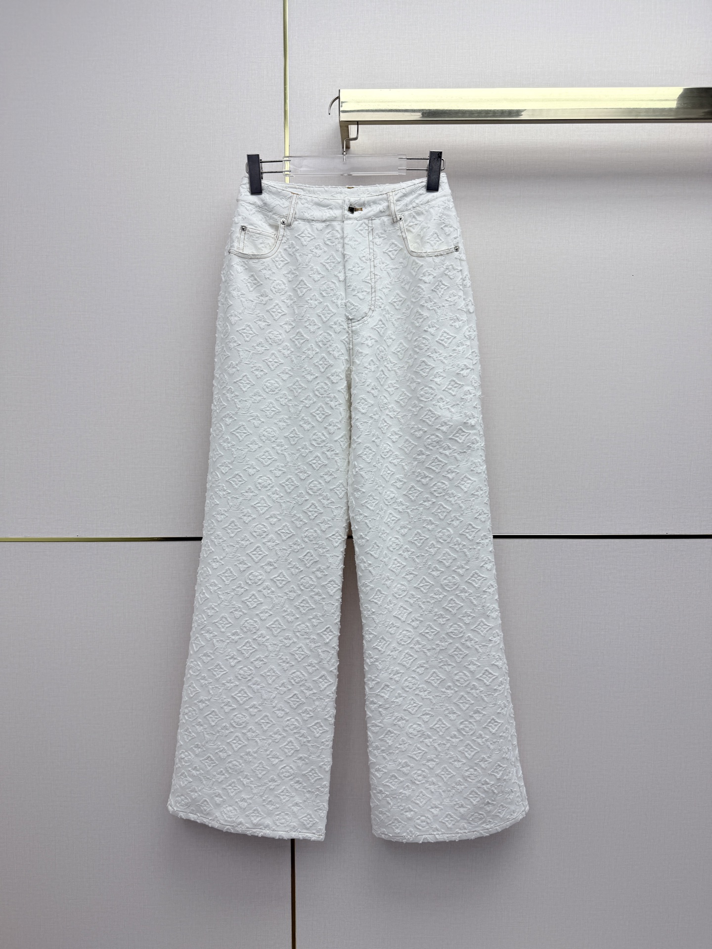 louis vuitton monogram jacquard wide leg jeans