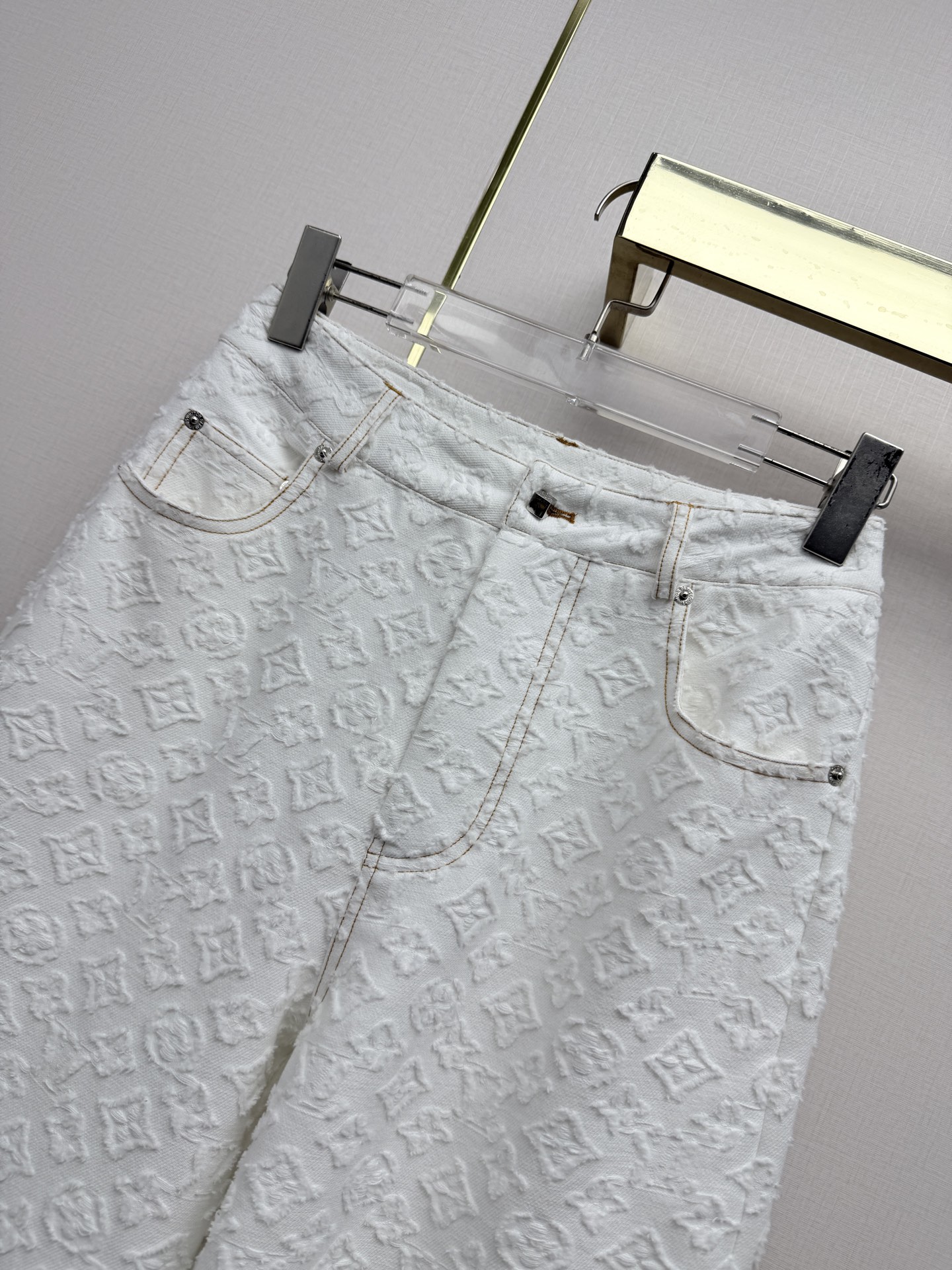 louis vuitton monogram jacquard wide leg jeans