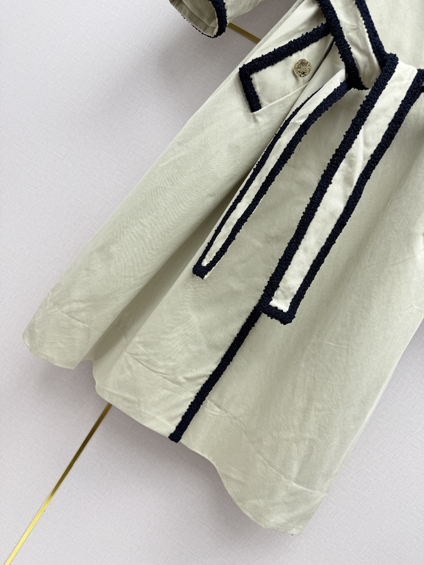 CHANEL Light Beige Braided Trim Belted Coat