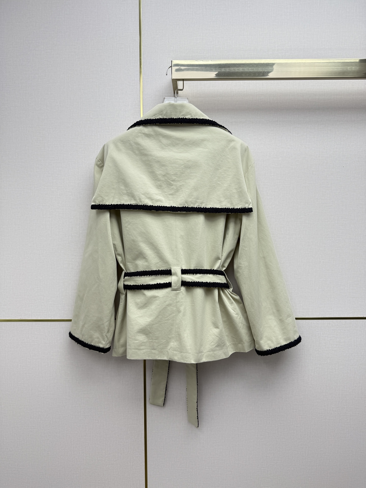 CHANEL Light Beige Braided Trim Belted Jacket