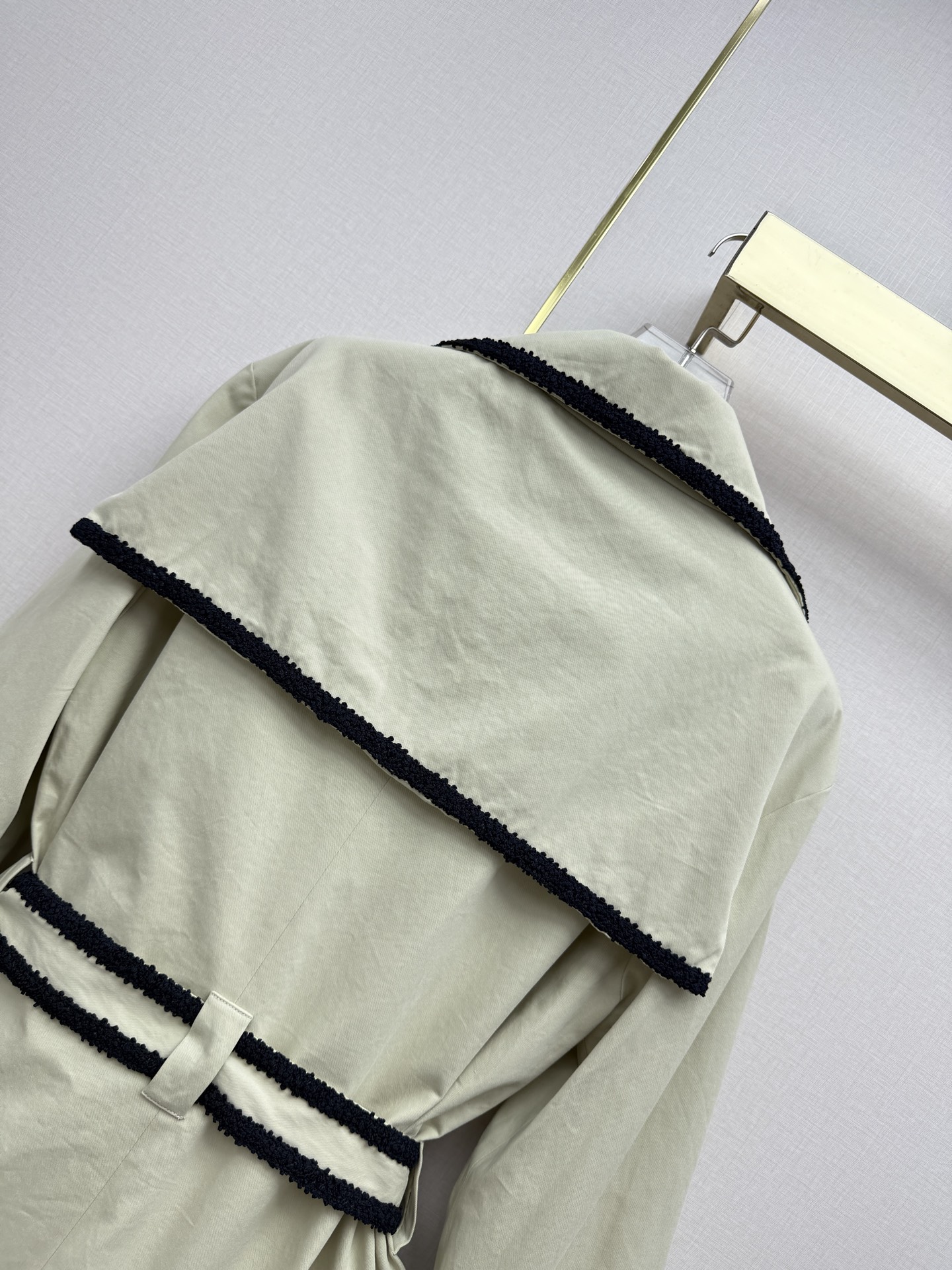 CHANEL Light Beige Braided Trim Belted Jacket