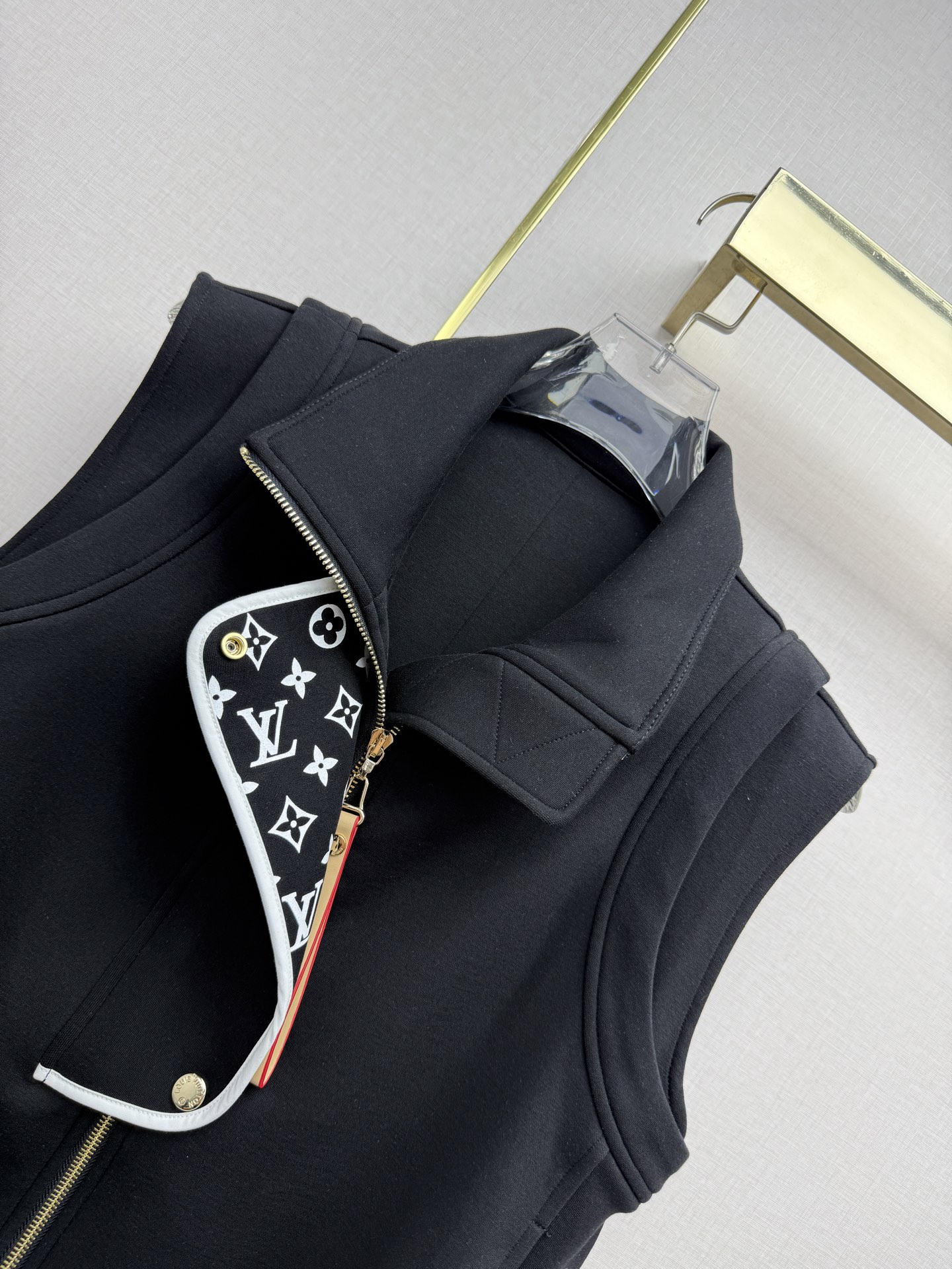 louis vuitton monogram accent zip up vest
