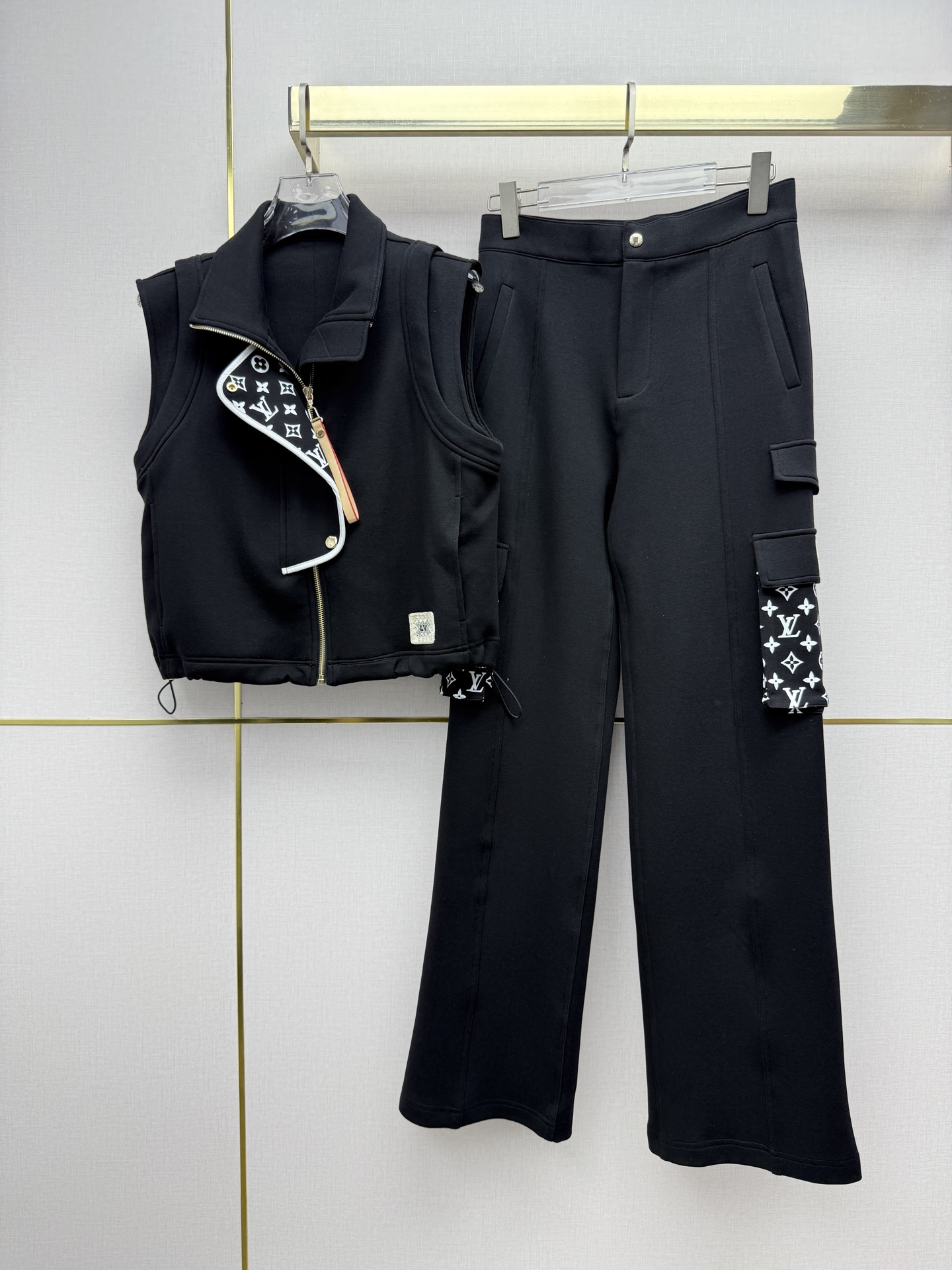 louis vuitton monogram accent zip up vest