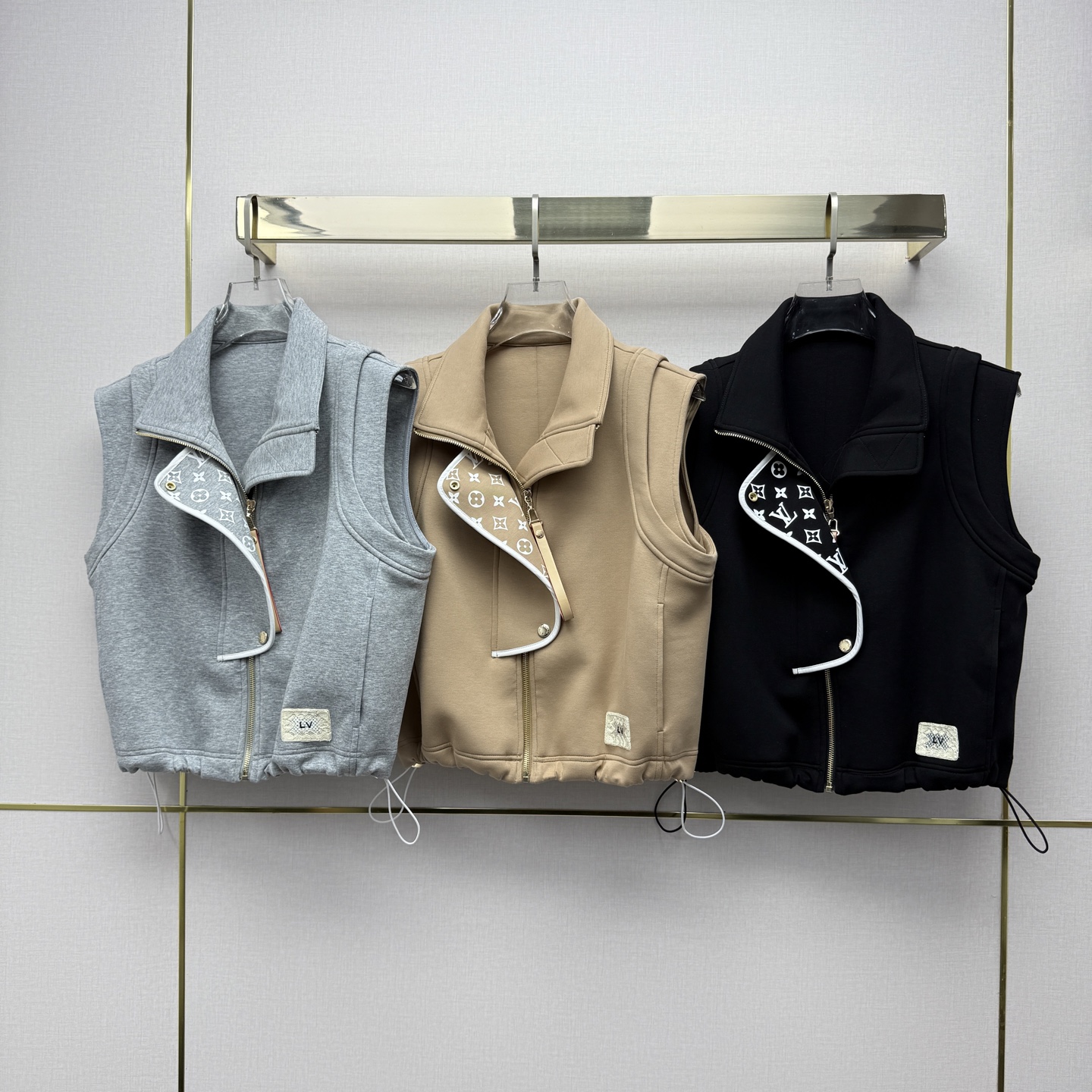 louis vuitton monogram accent zip up vest