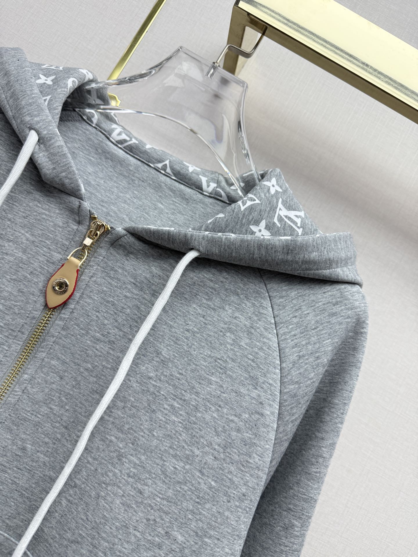 louis vuitton monogram accent zip up hoodie