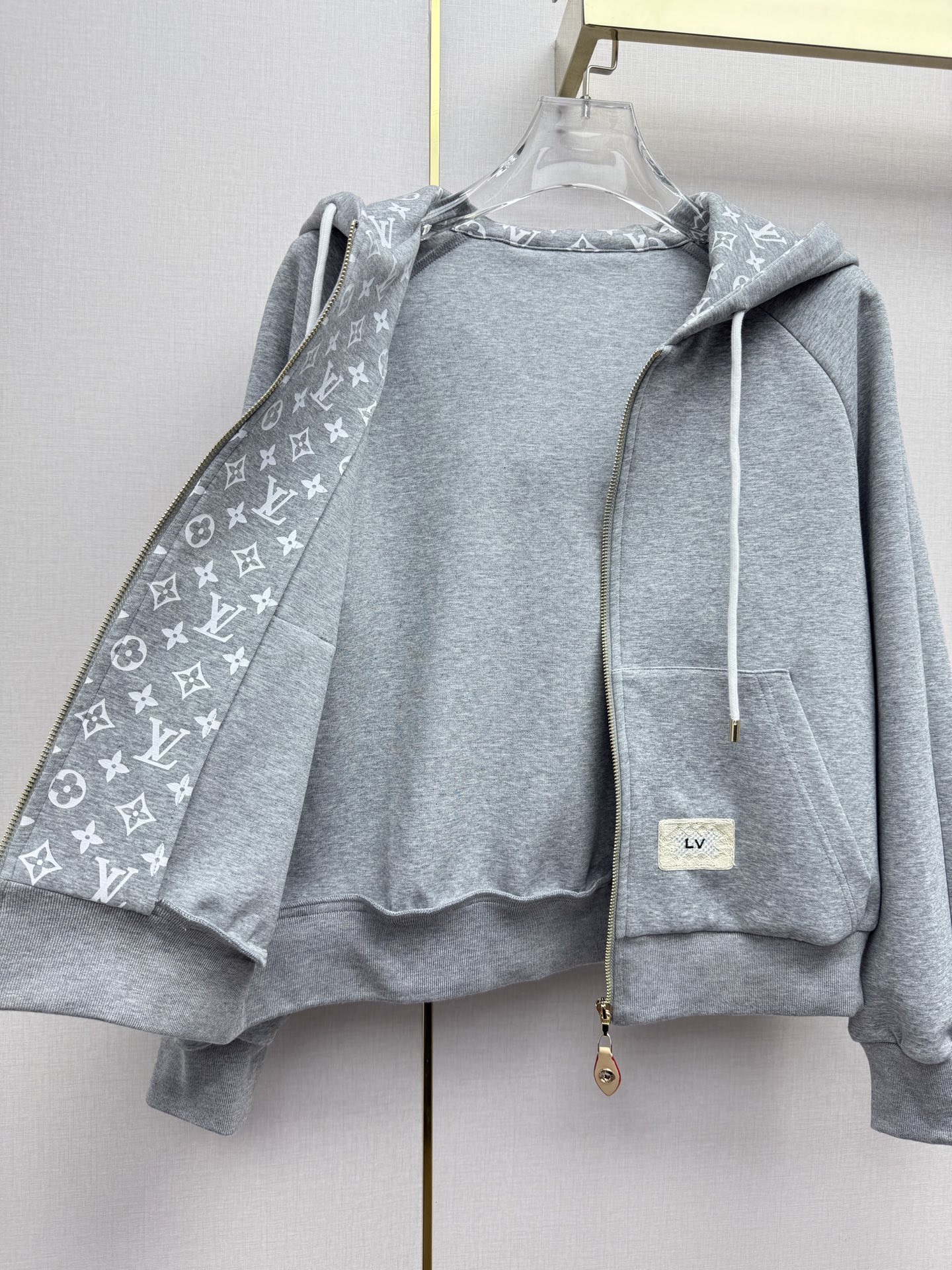 louis vuitton monogram accent zip up hoodie