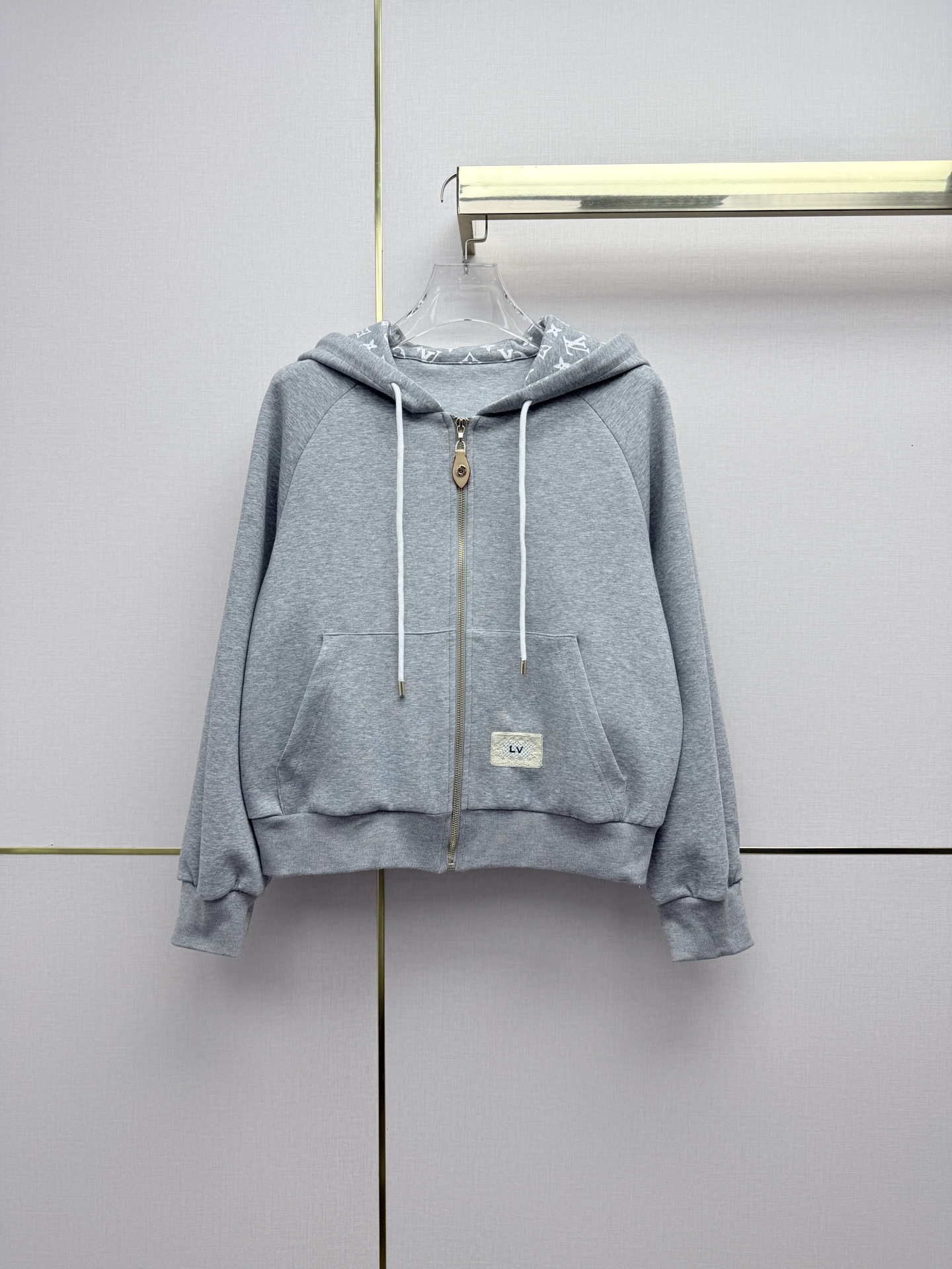 louis vuitton monogram accent zip up hoodie