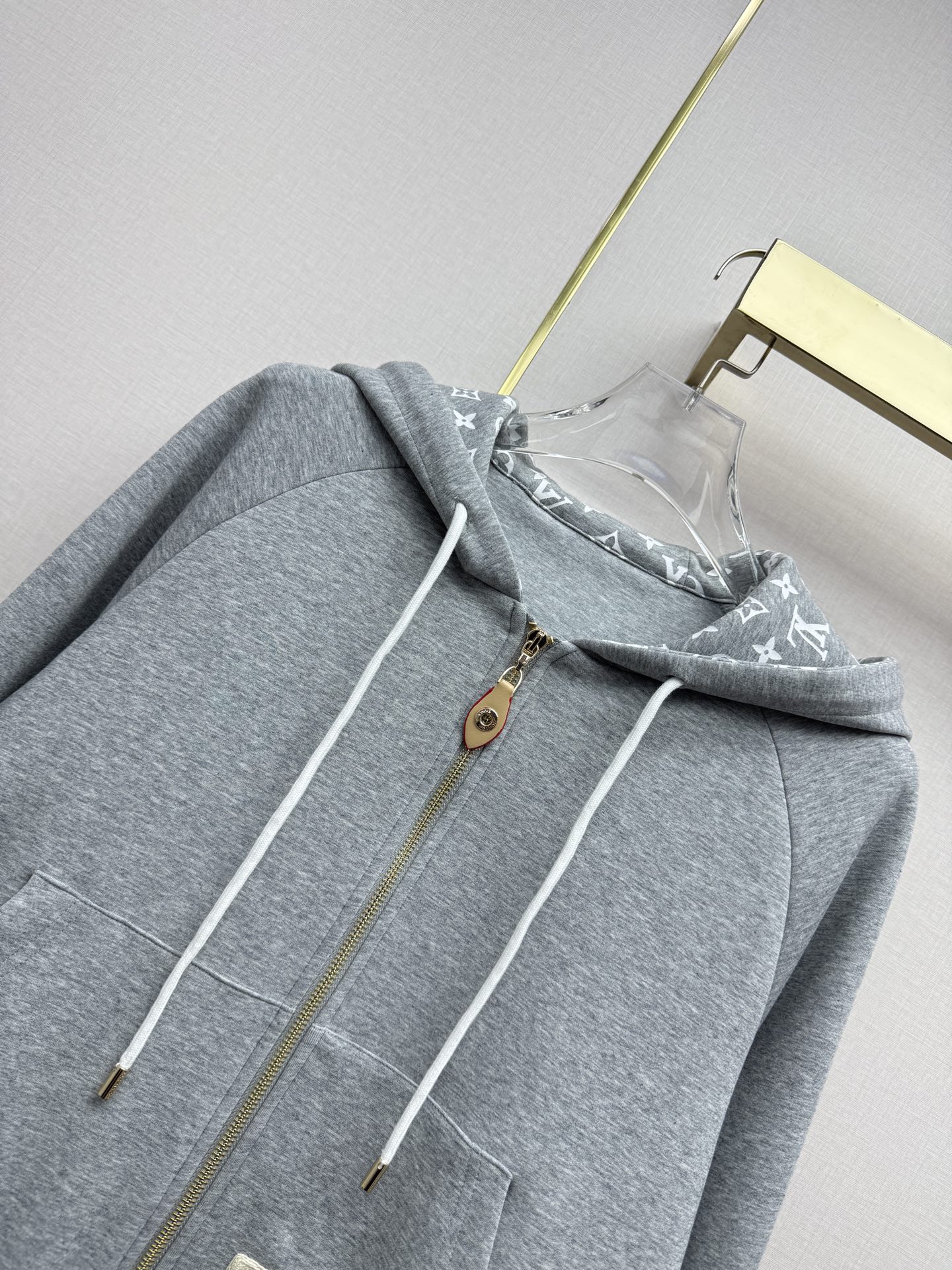 louis vuitton monogram accent zip up hoodie