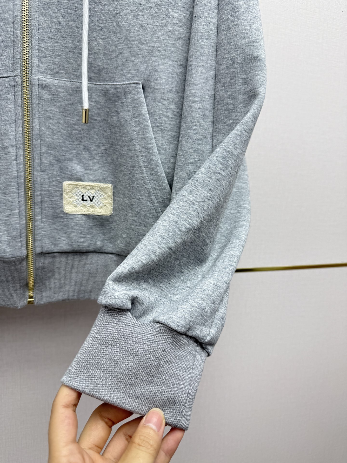 louis vuitton monogram accent zip up hoodie
