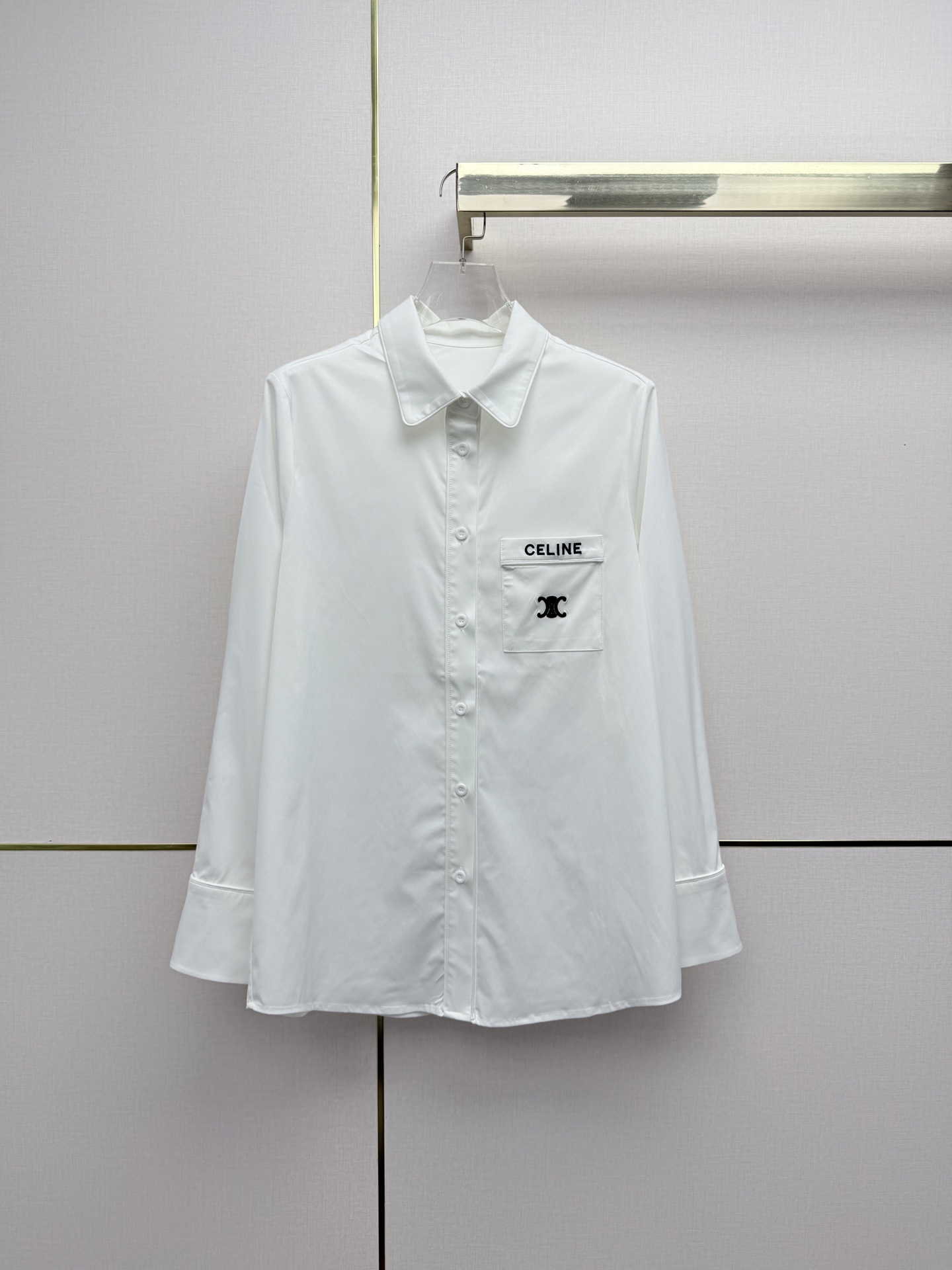 Celine White Logo Cotton Shirt