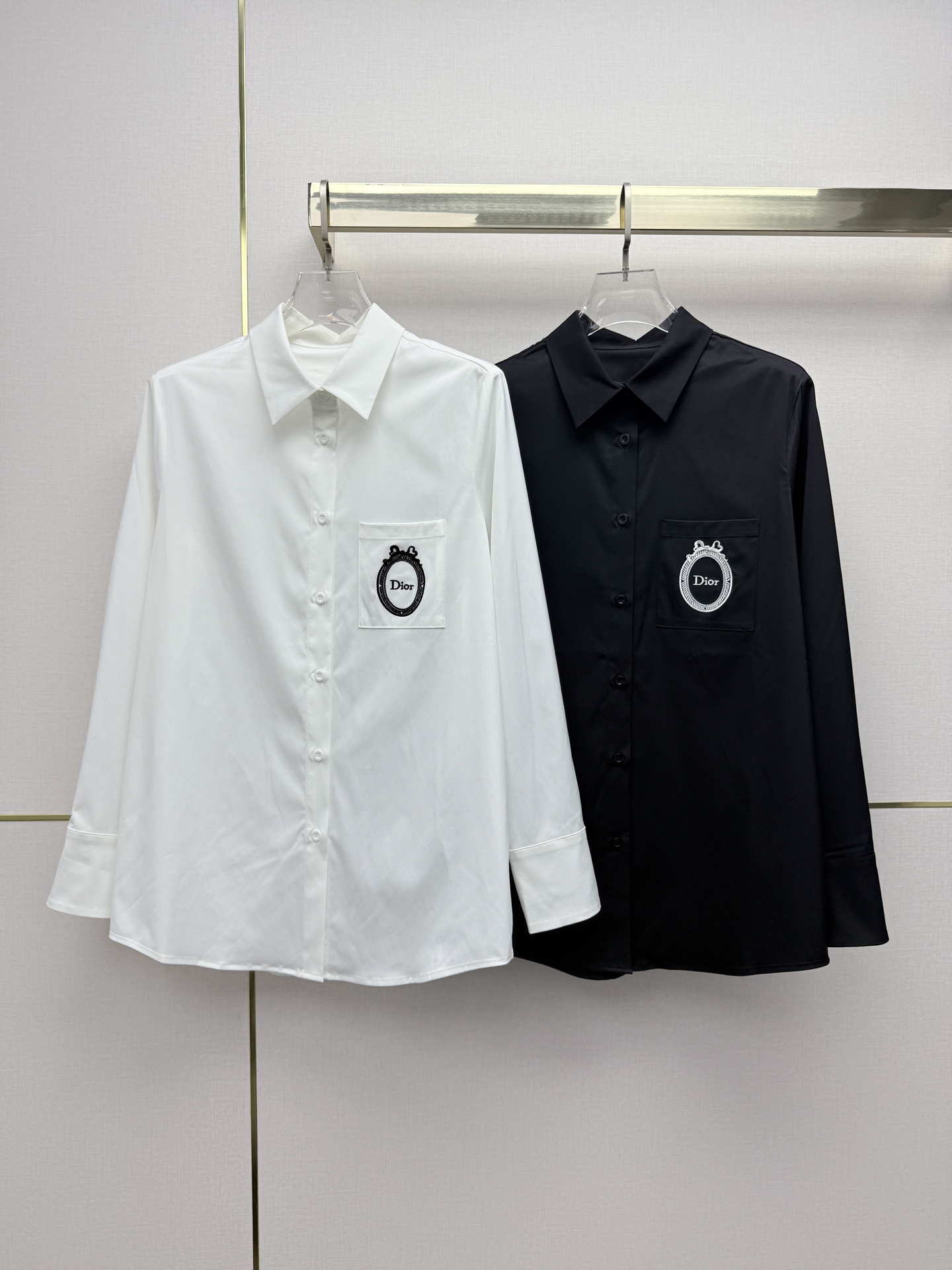 Dior Black Logo Patch Button Shirt