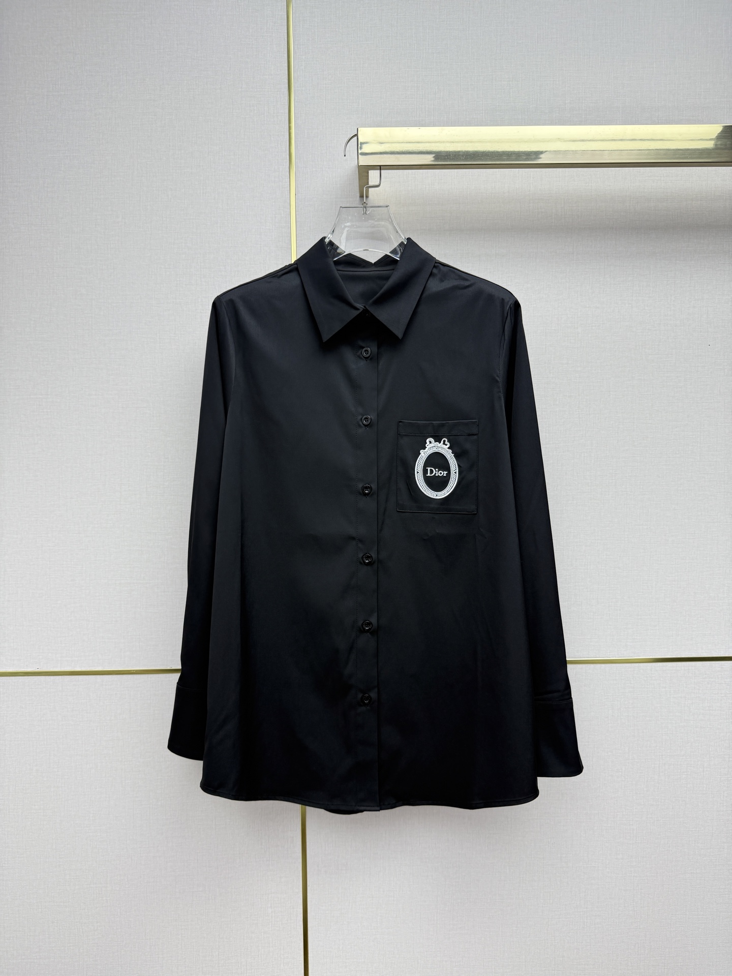 Dior Black Logo Patch Button Shirt