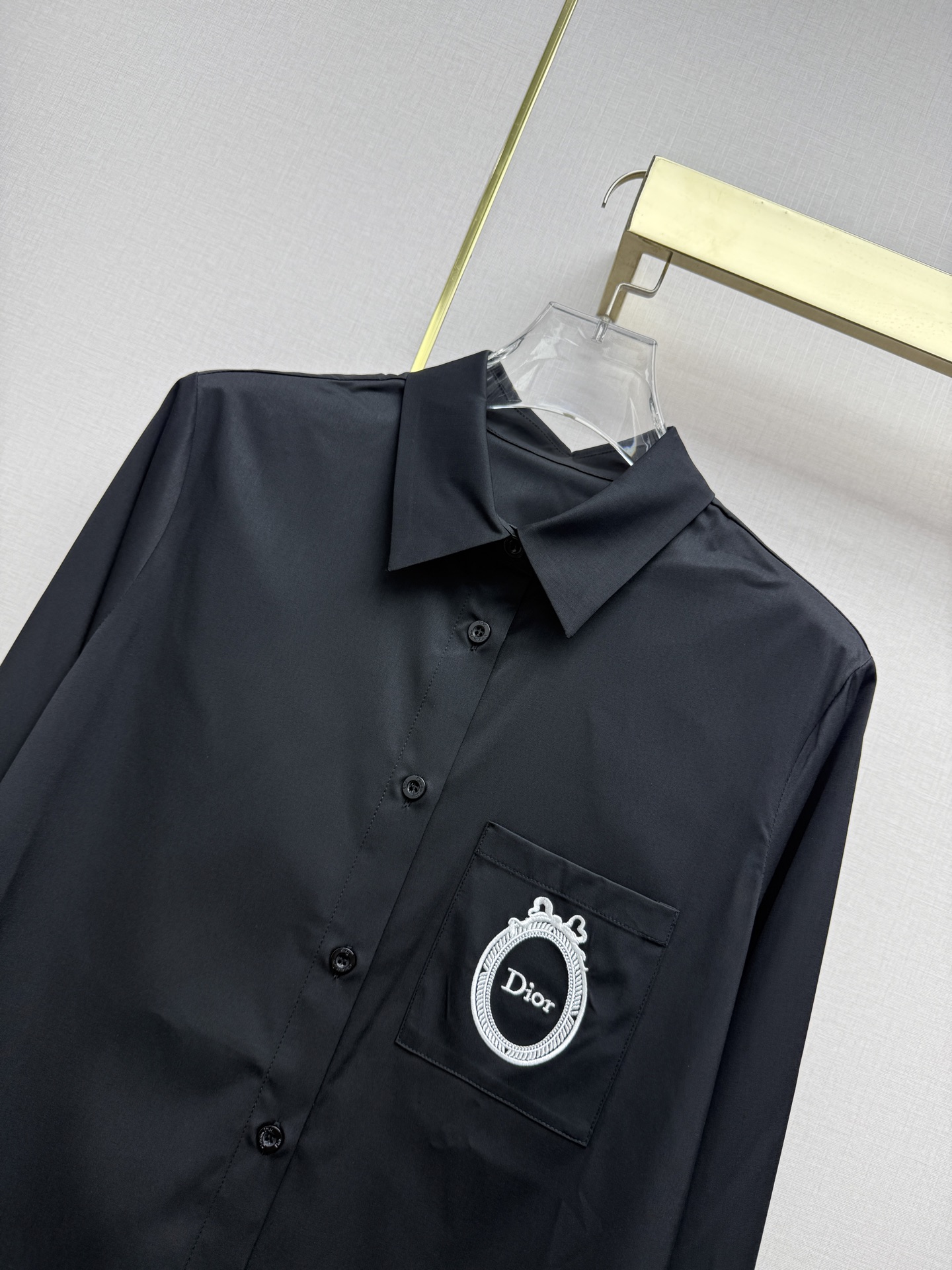 Dior Black Logo Patch Button Shirt
