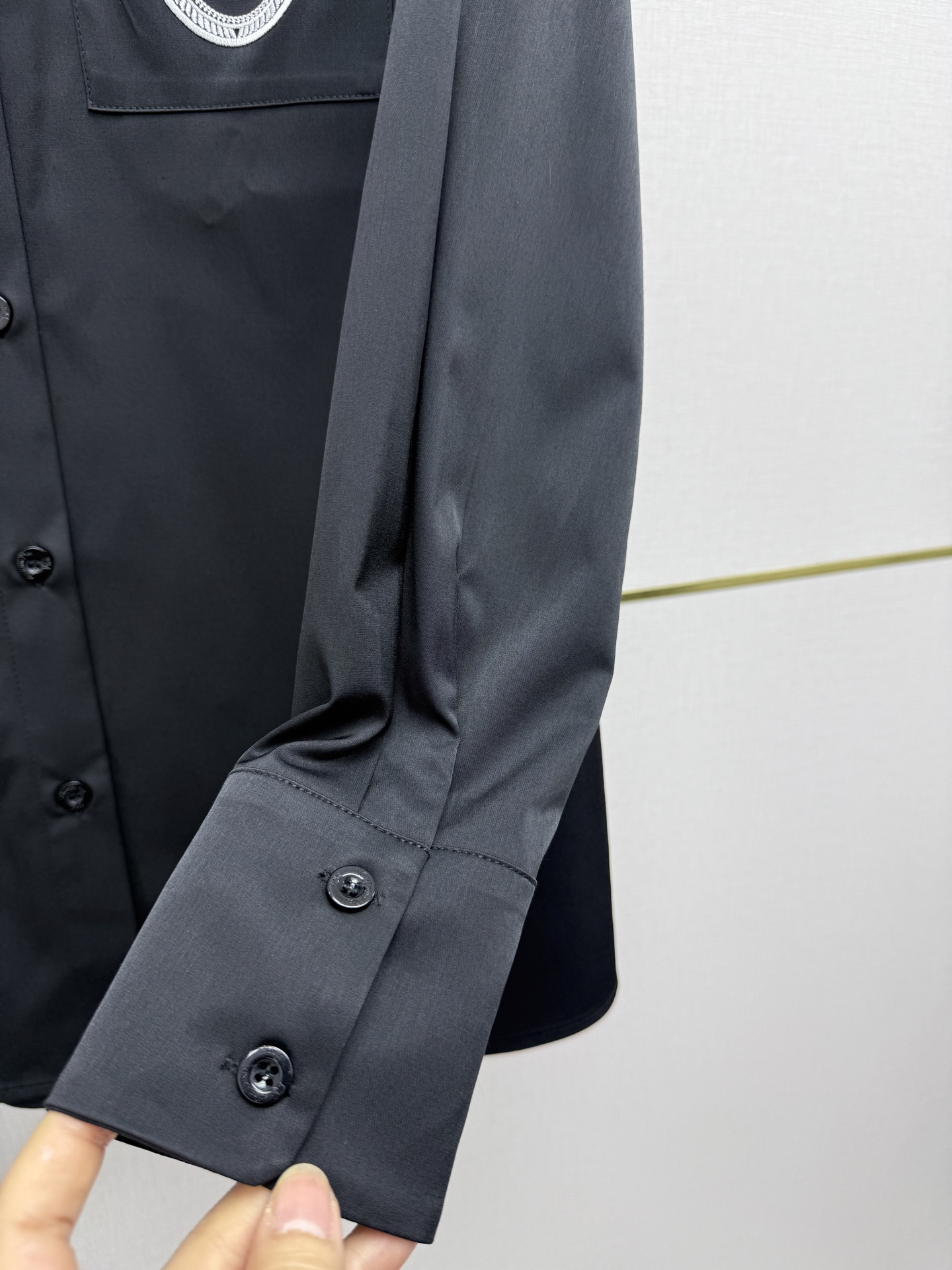 Dior Black Logo Patch Button Shirt