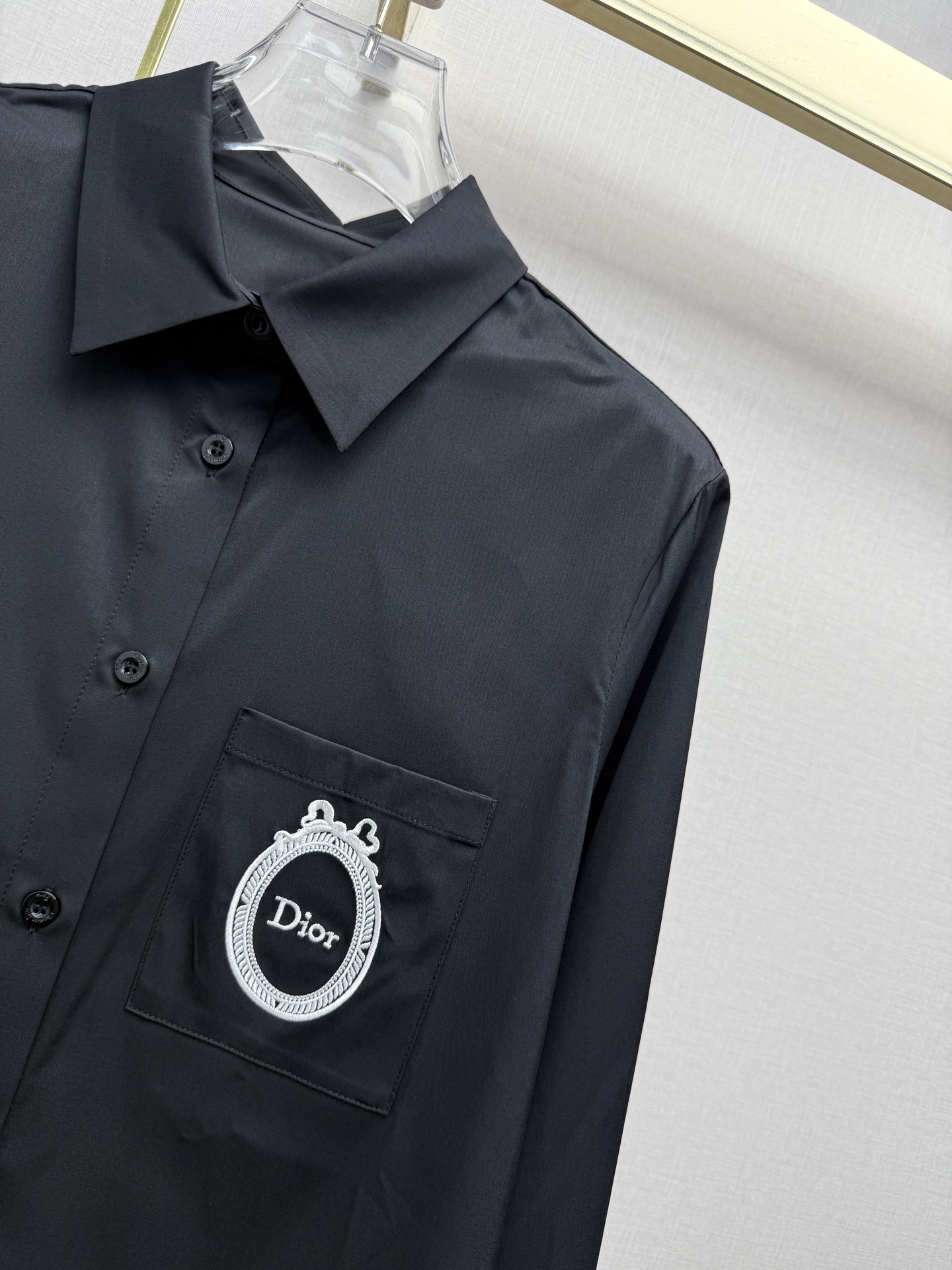 Dior Black Logo Patch Button Shirt