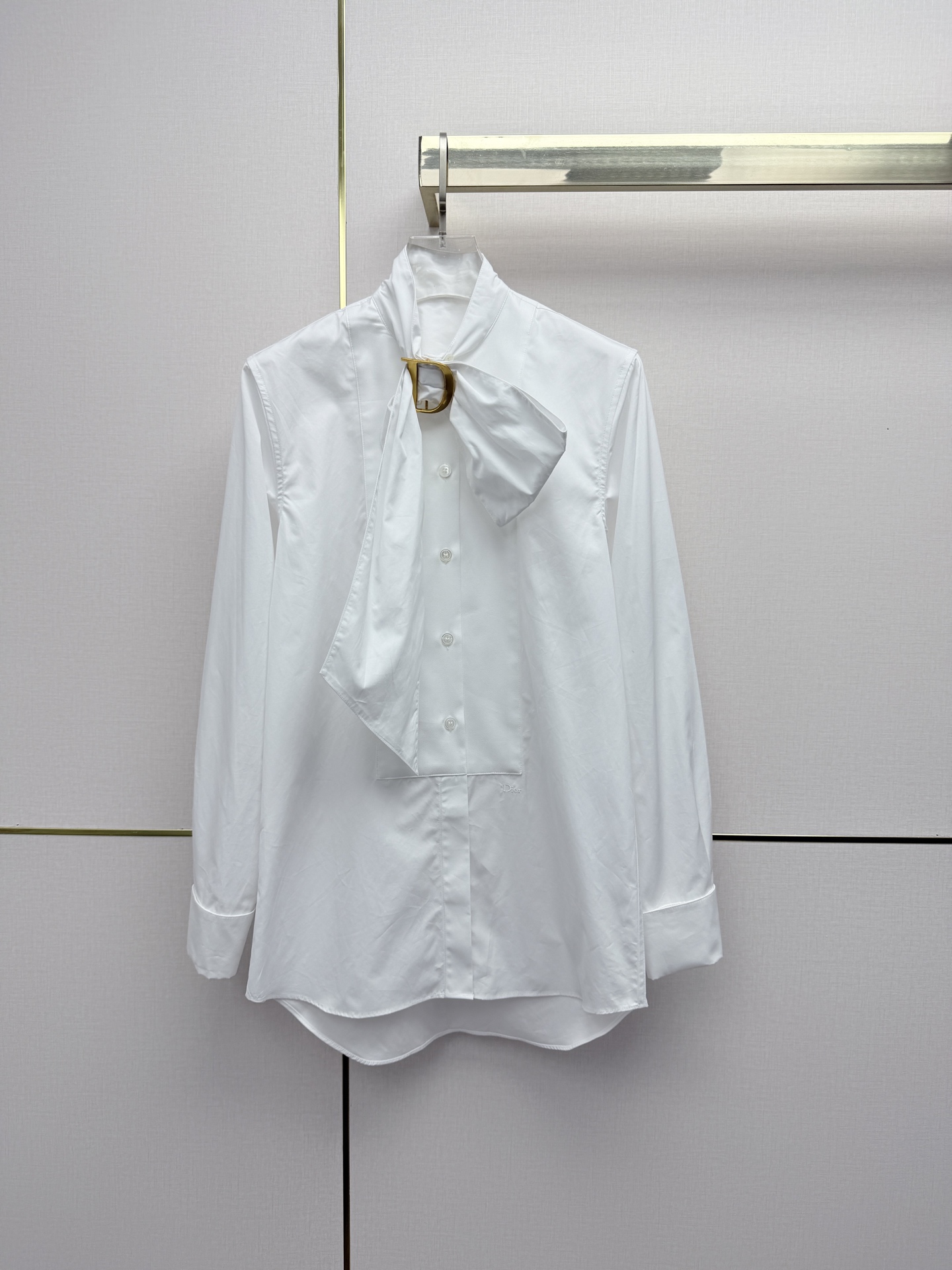Dior White Tie Neck Blouse