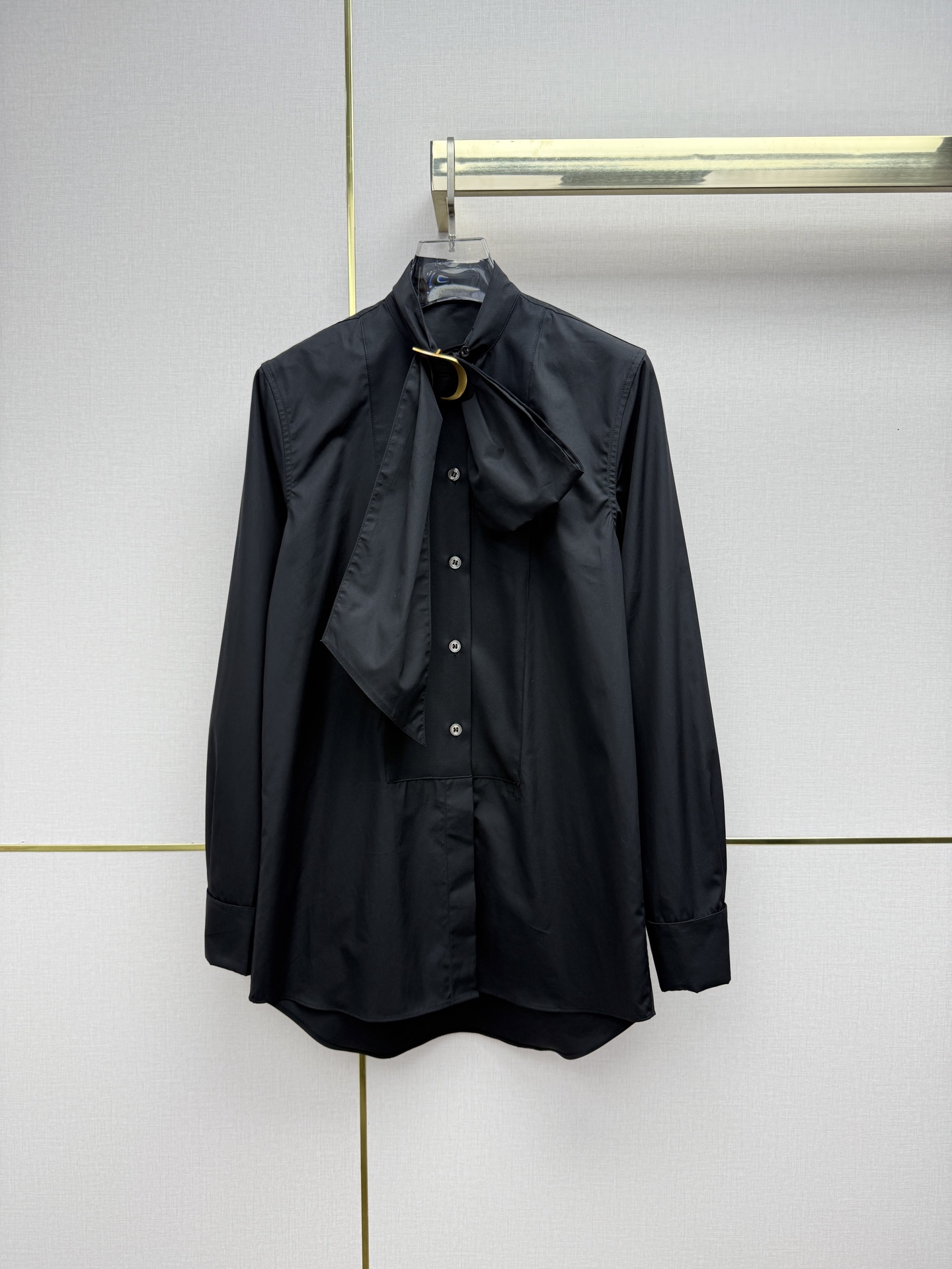 Dior Black Tie Neck Blouse