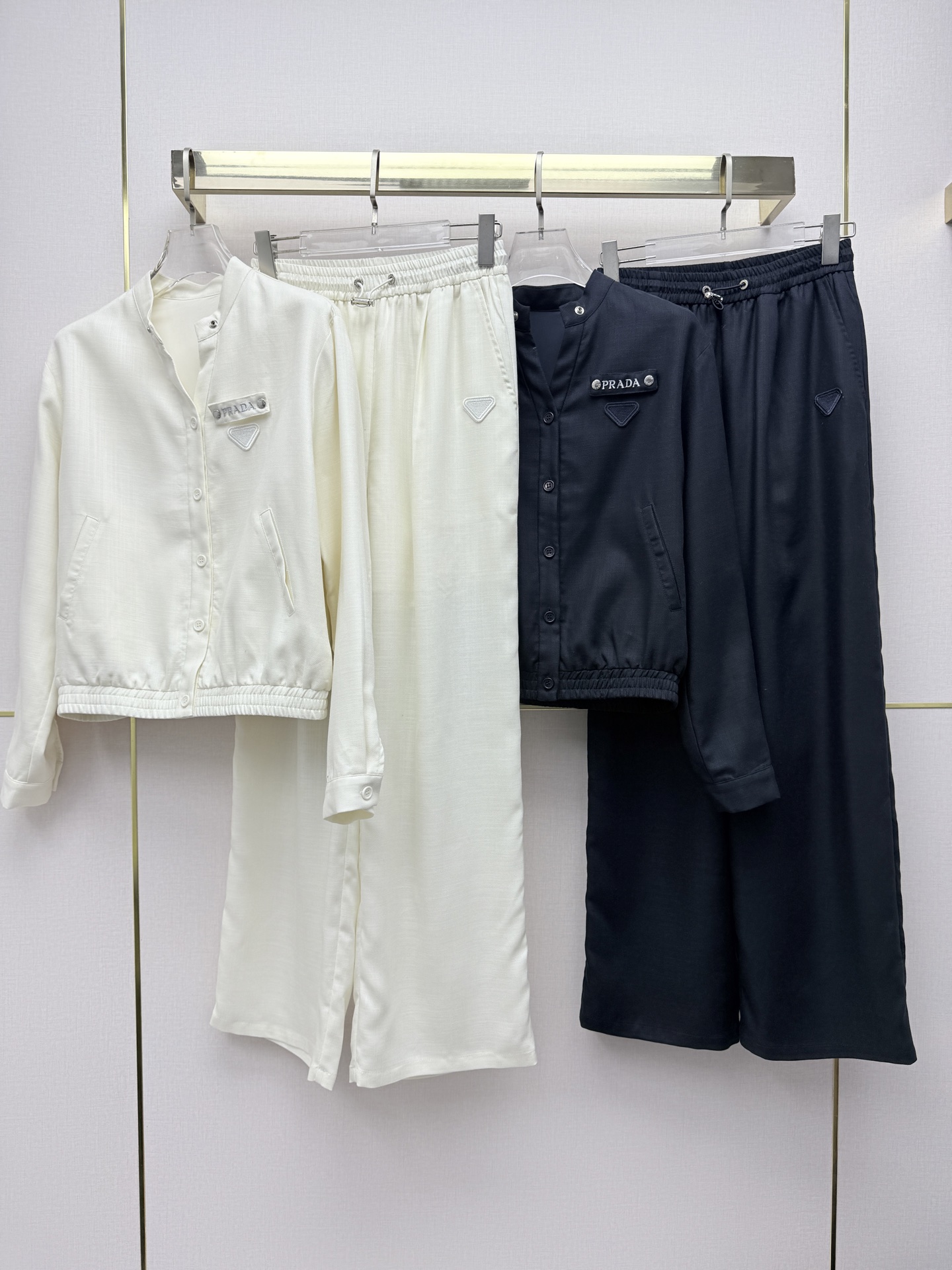 Prada White Jacket and Wide-Leg Pants Set