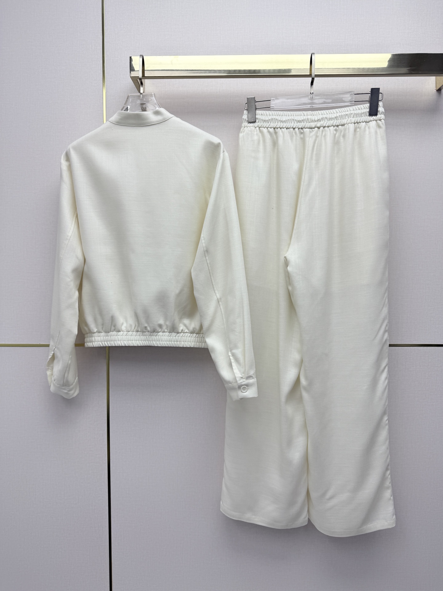 Prada White Jacket and Wide-Leg Pants Set