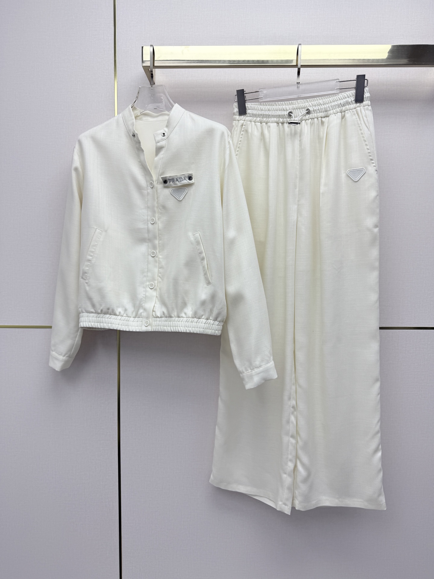 Prada White Jacket and Wide-Leg Pants Set