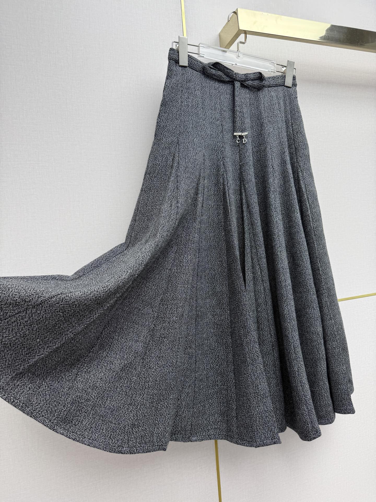 Gray Pleated Maxi Skirt