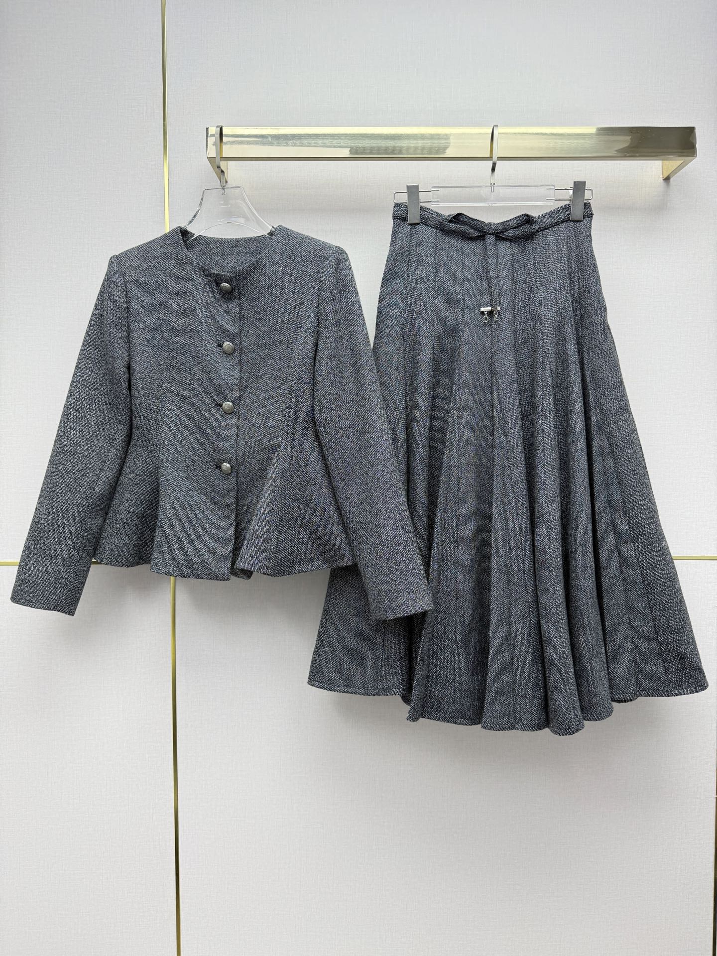 Gray Pleated Maxi Skirt