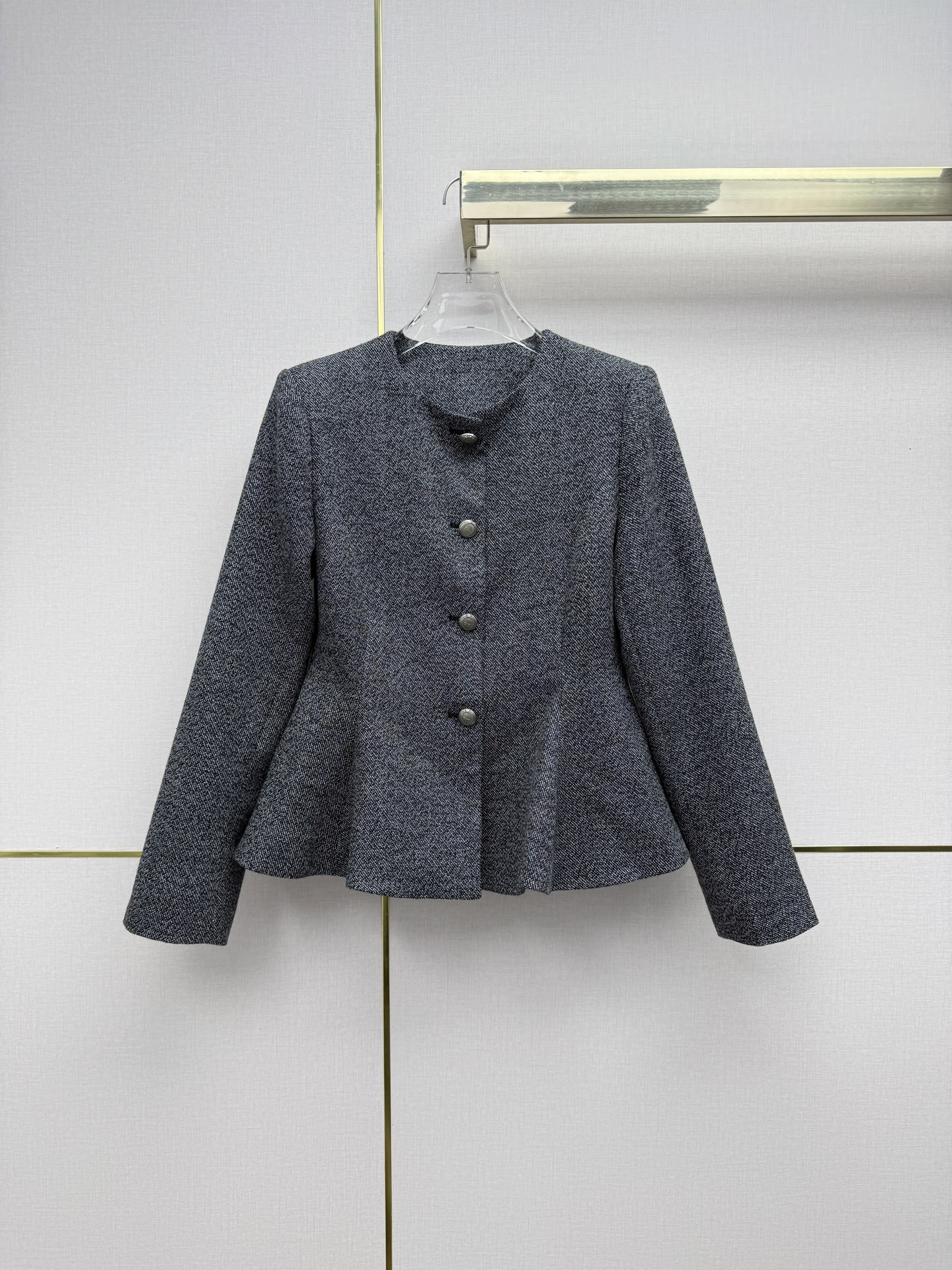 Gray Peplum Button Jacket