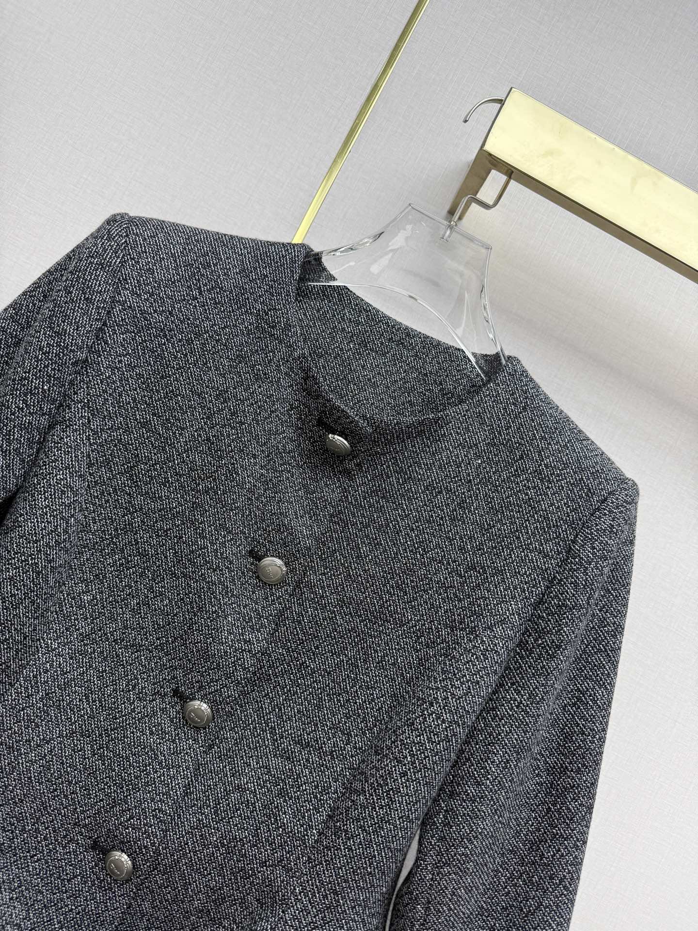 Gray Peplum Button Jacket