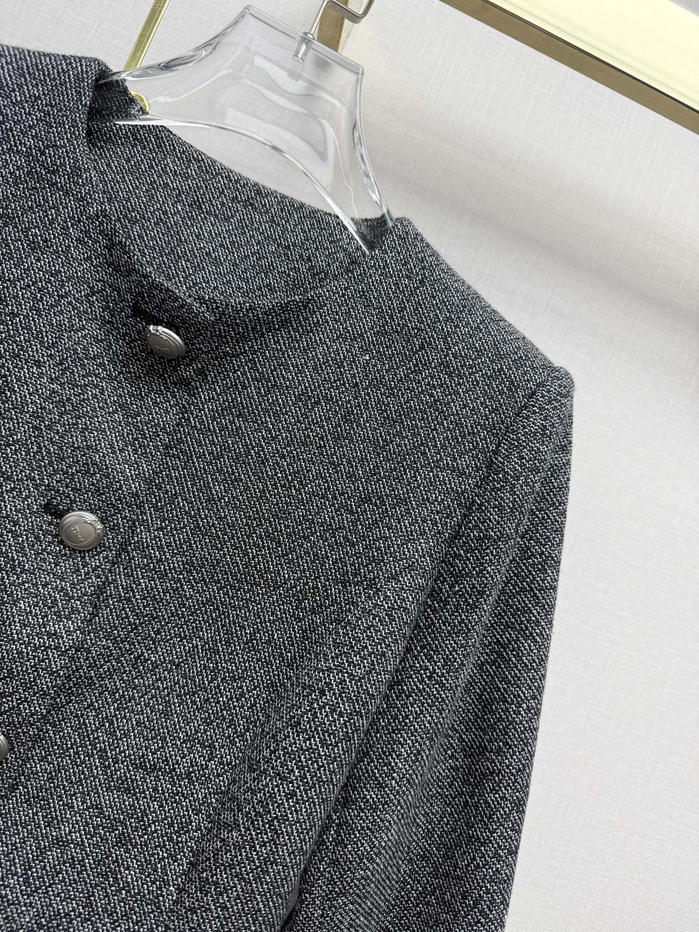 Gray Peplum Button Jacket