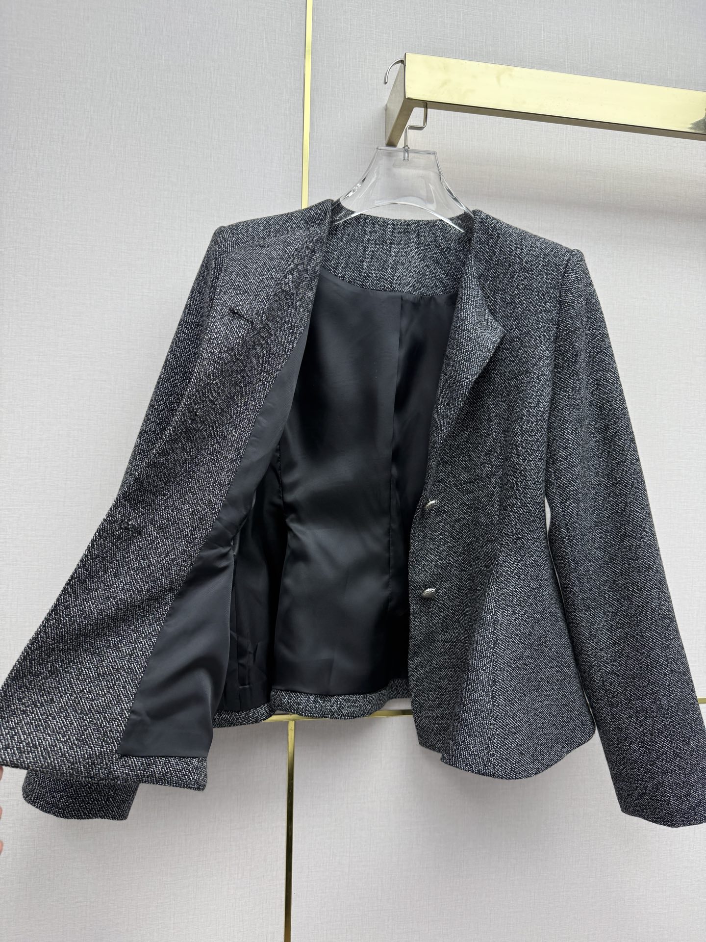 Gray Peplum Button Jacket