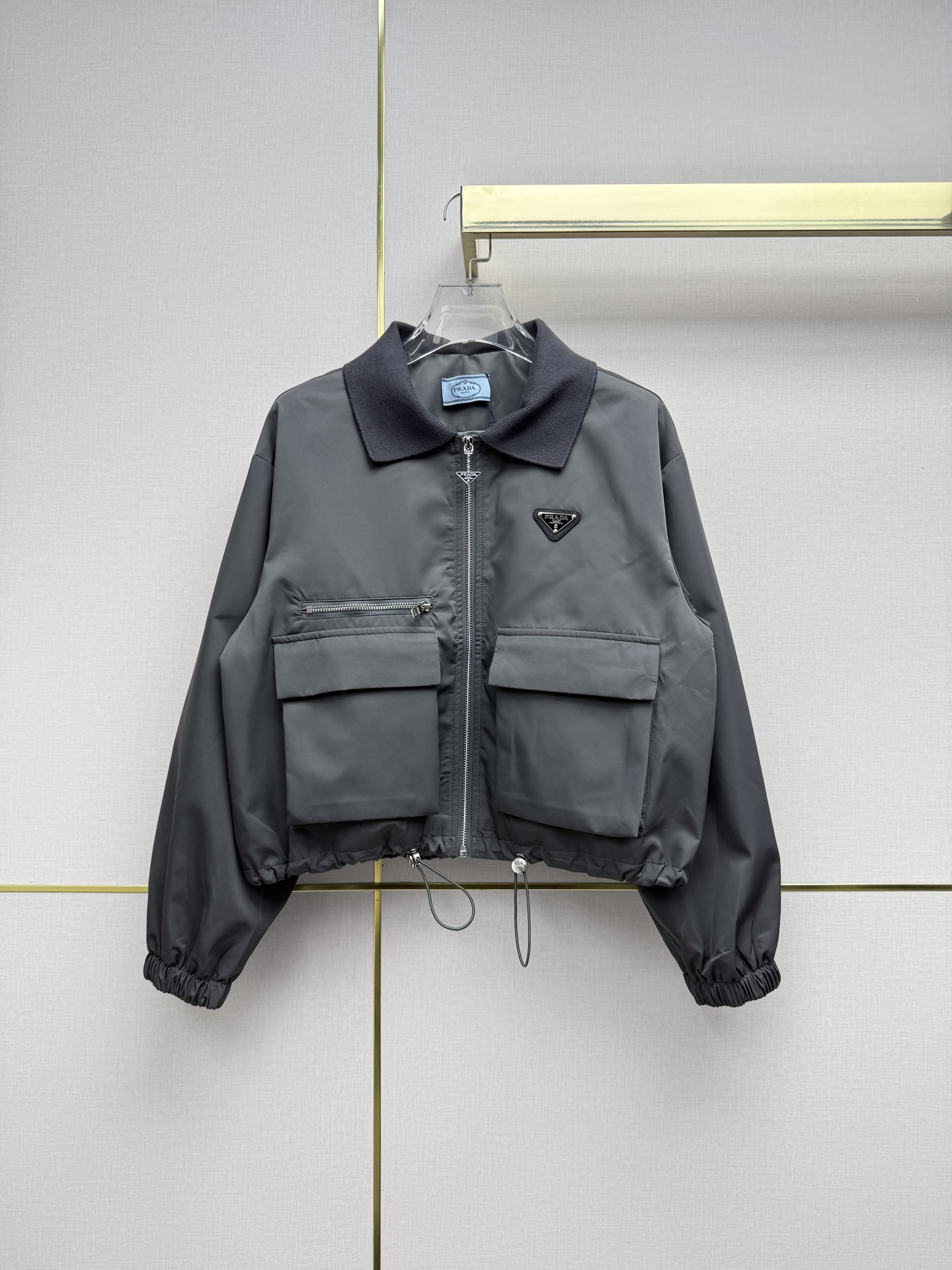 Prada Gray Cropped Utility Jacket
