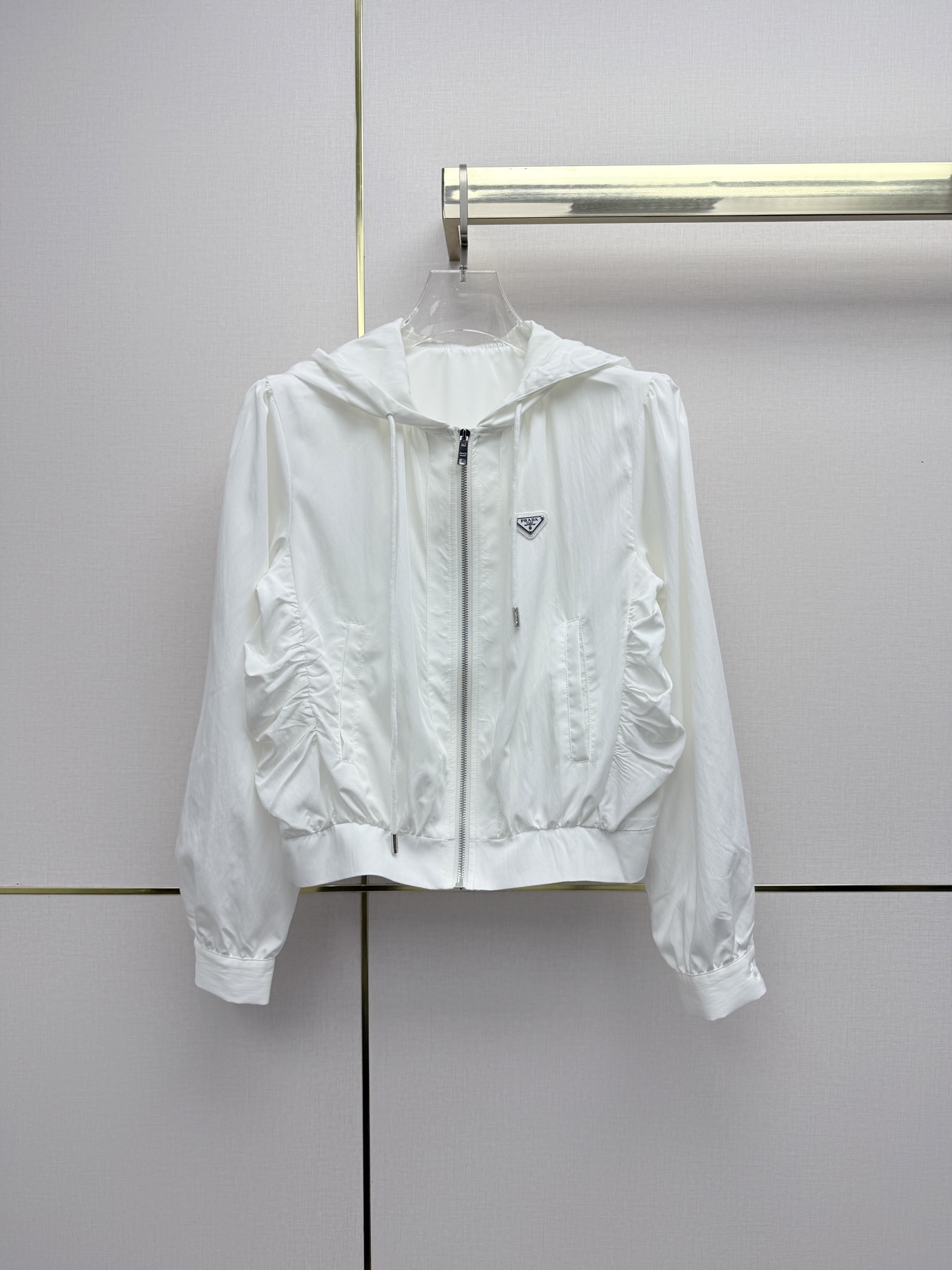 Prada White Cropped Hooded Jacket